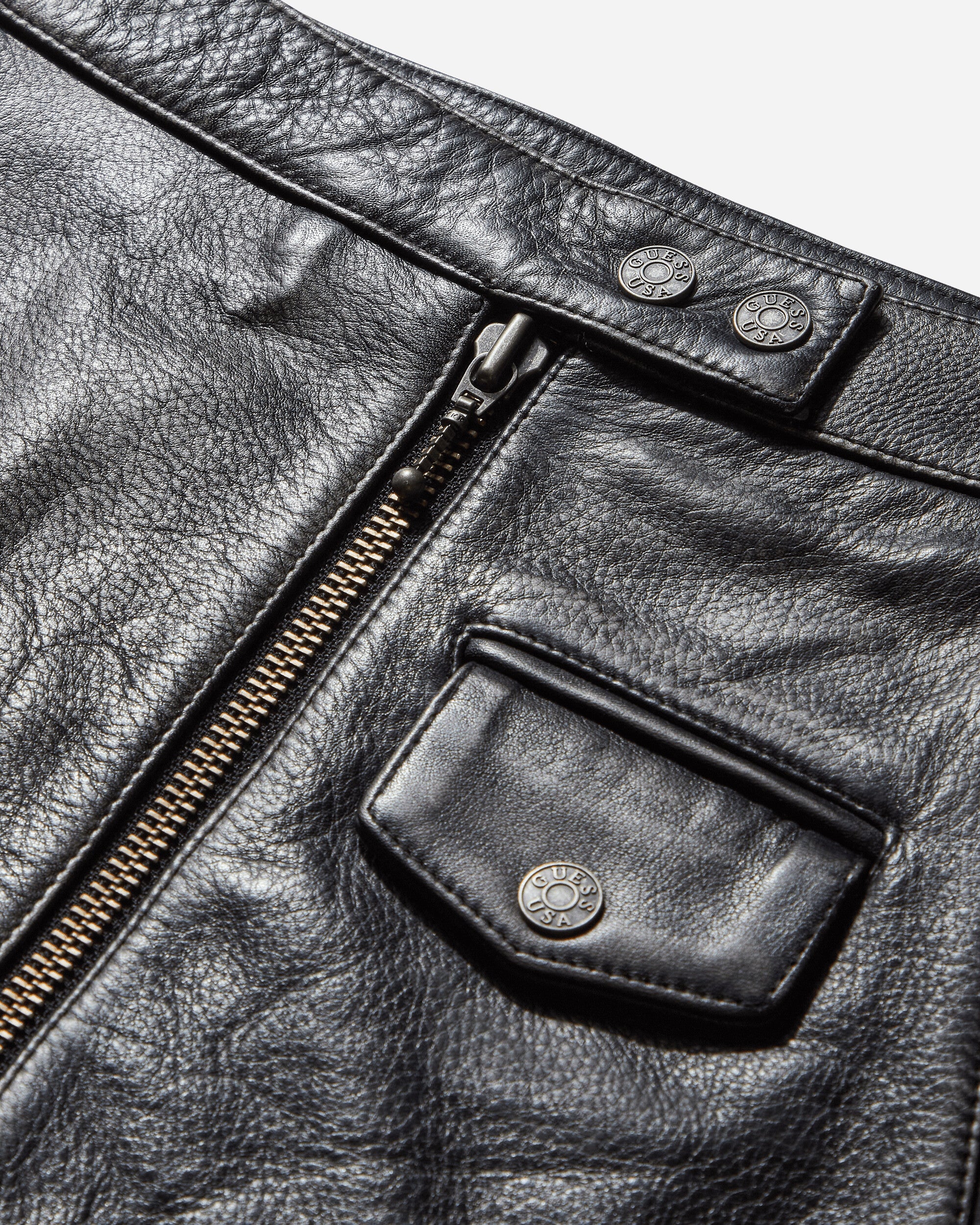 Women's Vintage Leather Skirt Jet Black - Image 3