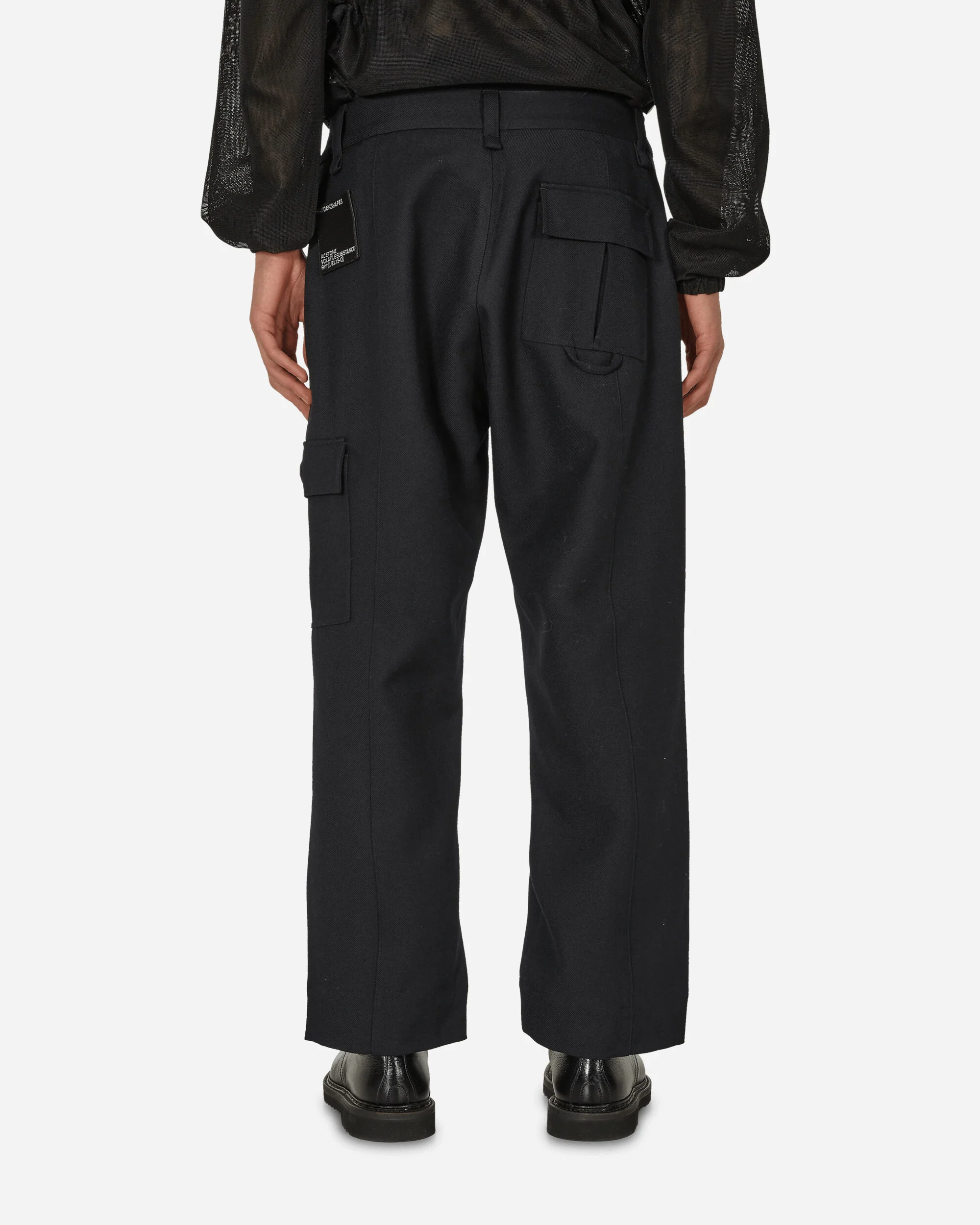 Merino Piston Pleated Patch Cargo Pants Black - Image 3