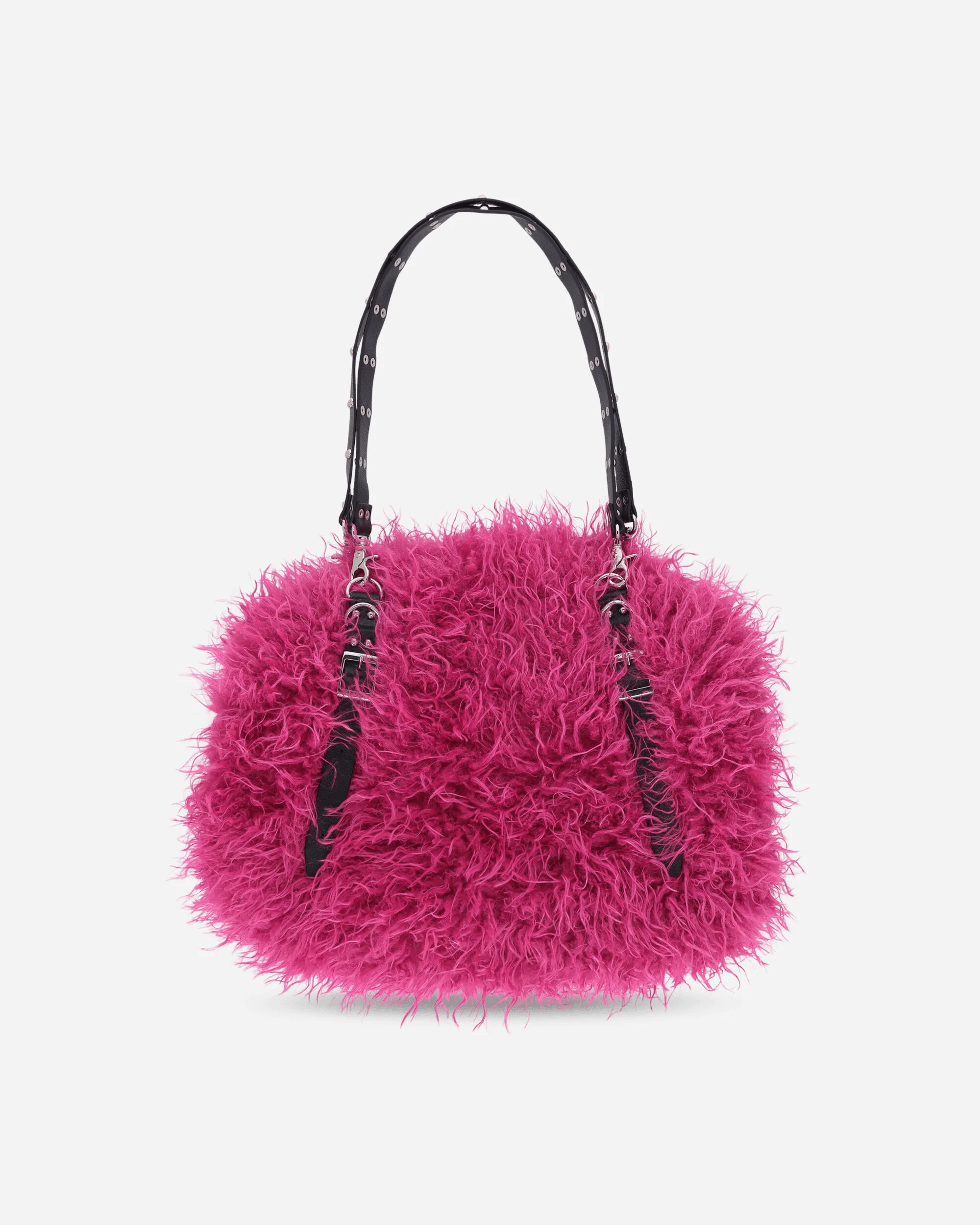Studded Belt Fur Bag Pink - Image 2