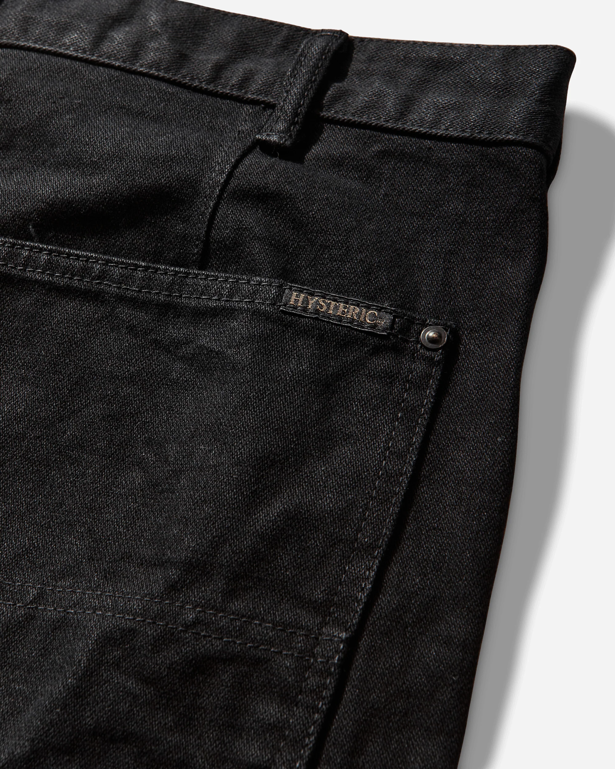 Men's Double Knee Denim Pants Black - Image 3