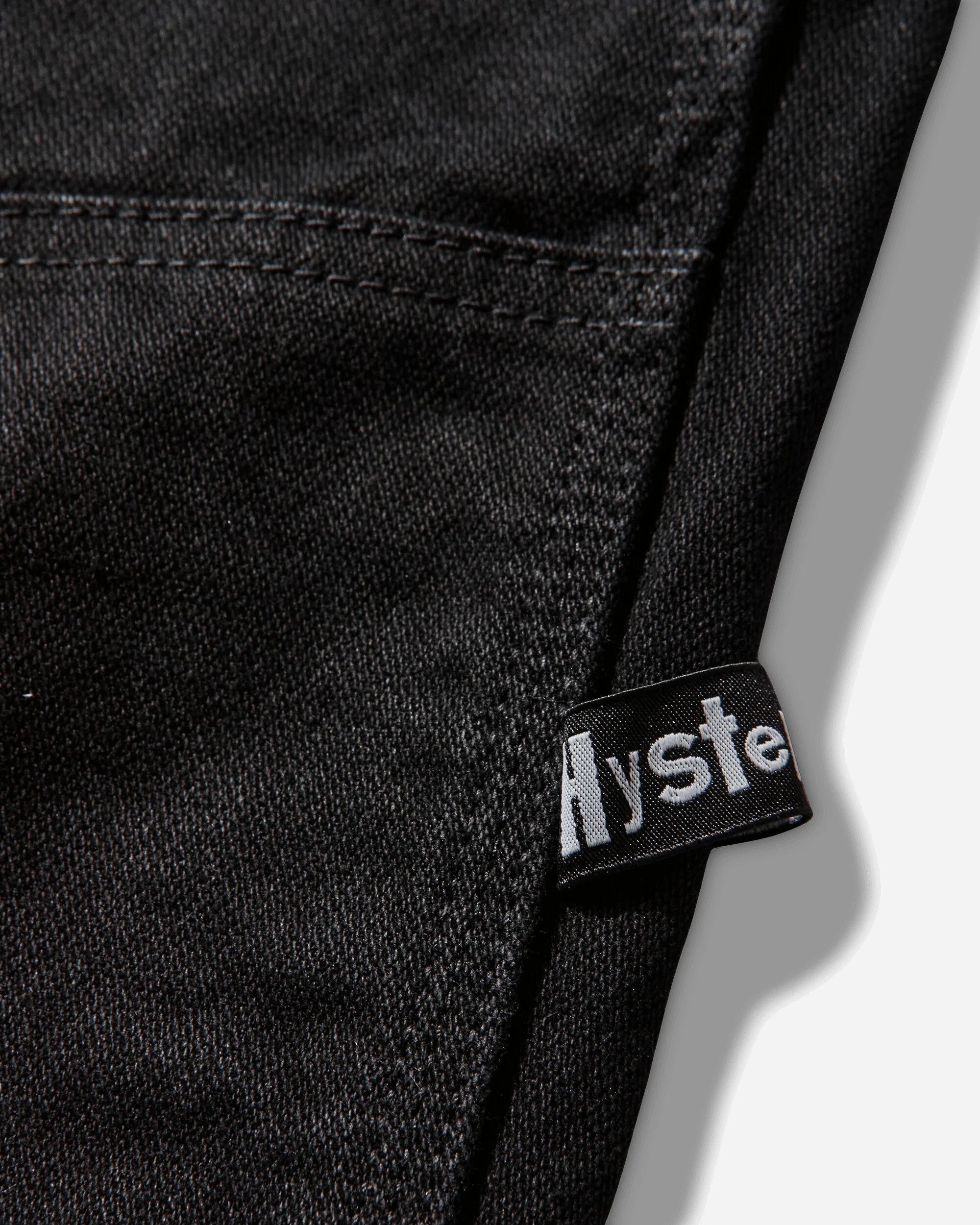 Men's Double Knee Denim Pants Black - Image 4