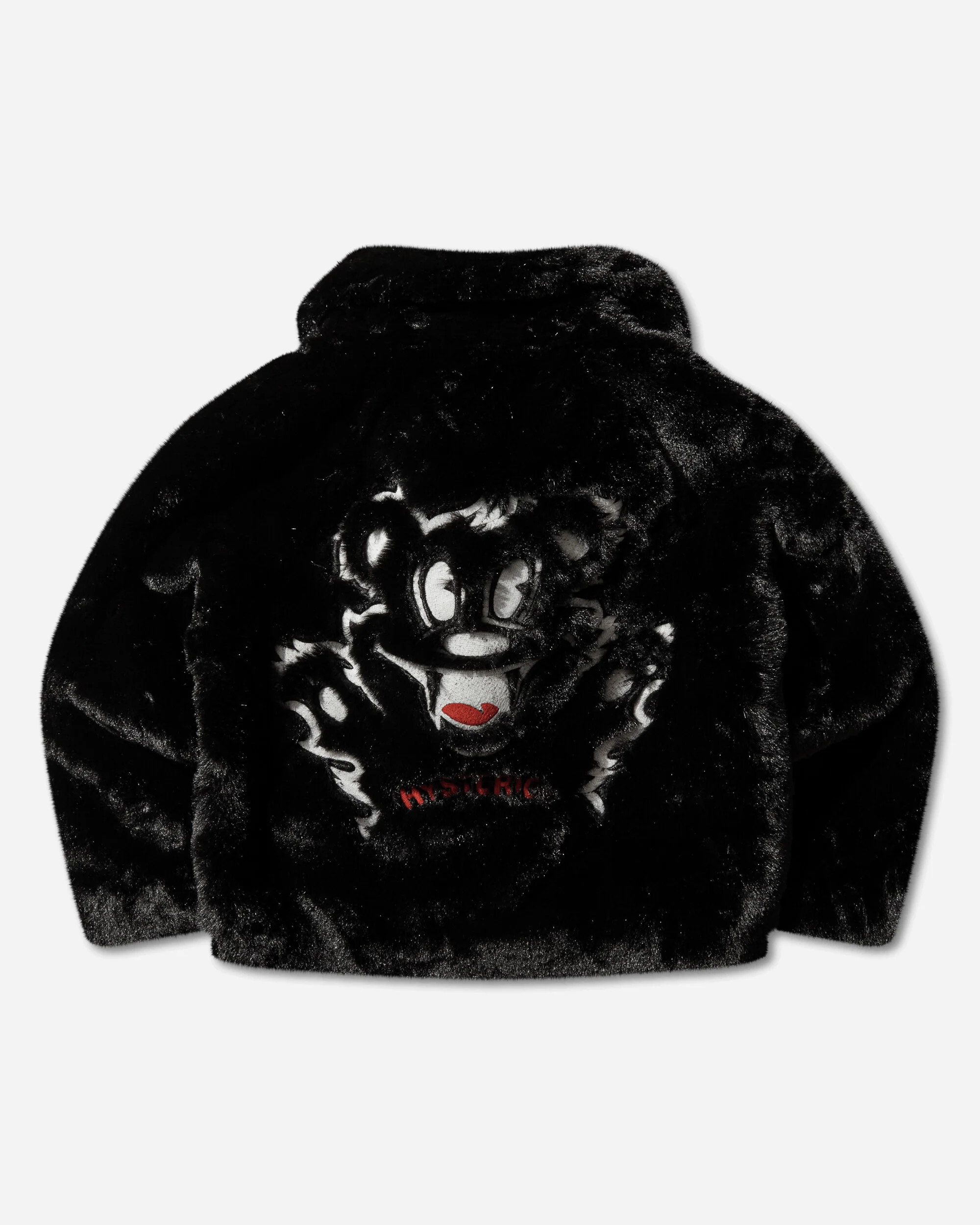Women's Fire Bear Embroidered Faux Fur Blouson Black - Image 2