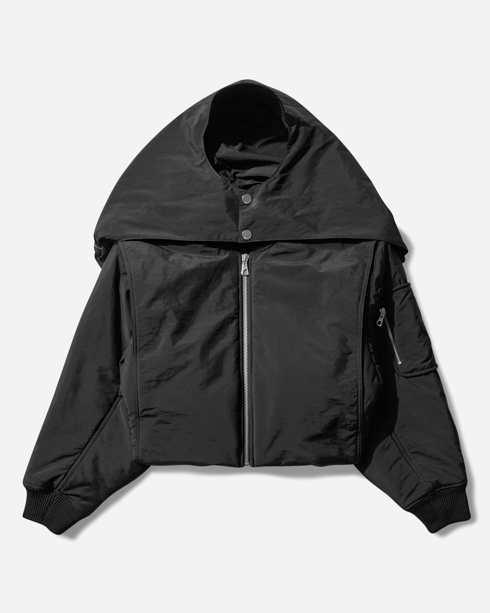 Women's Hooded Bomber Jacket Black - Image 3