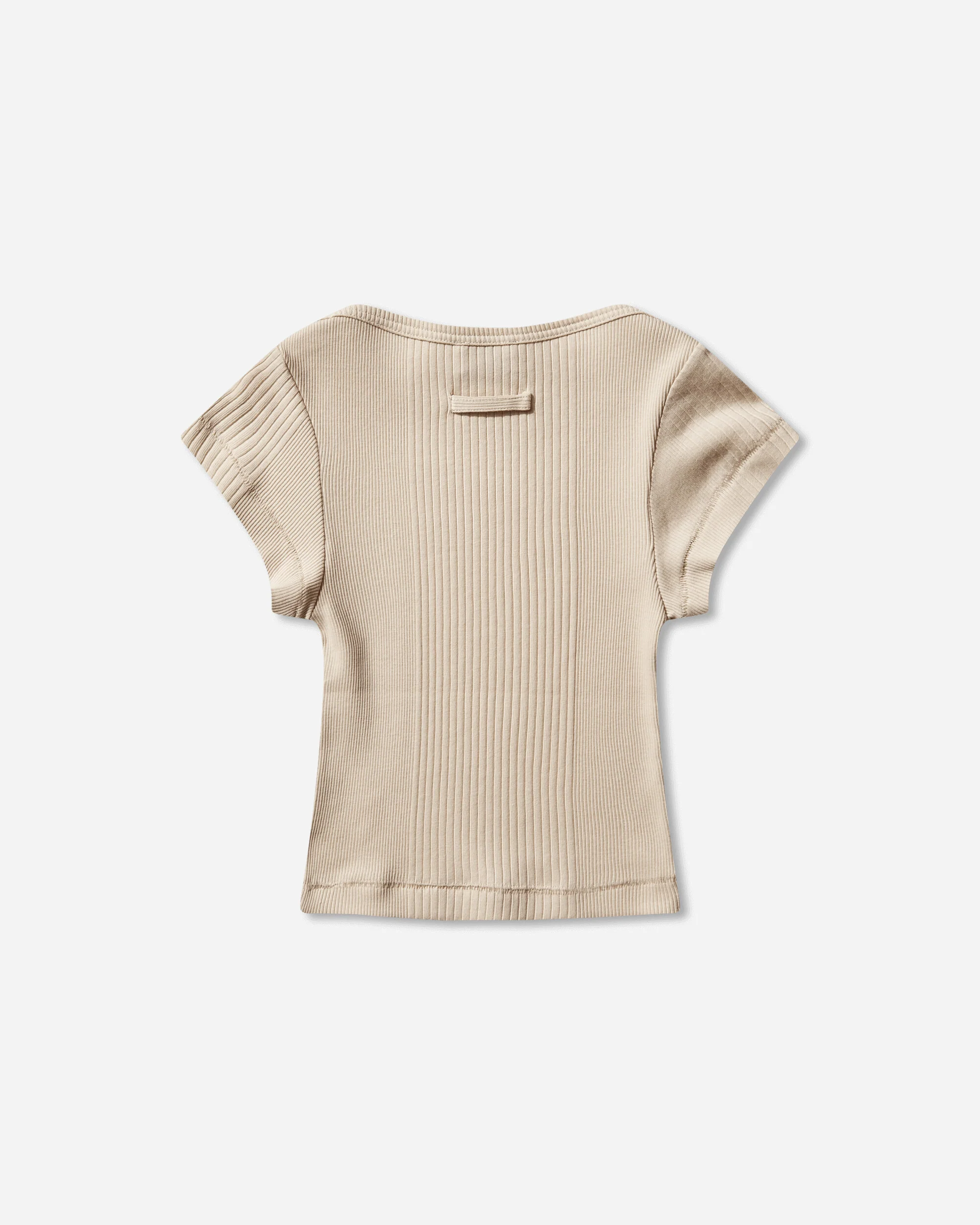 Women's Logo Patch Baby T-Shirt Beige - Image 2