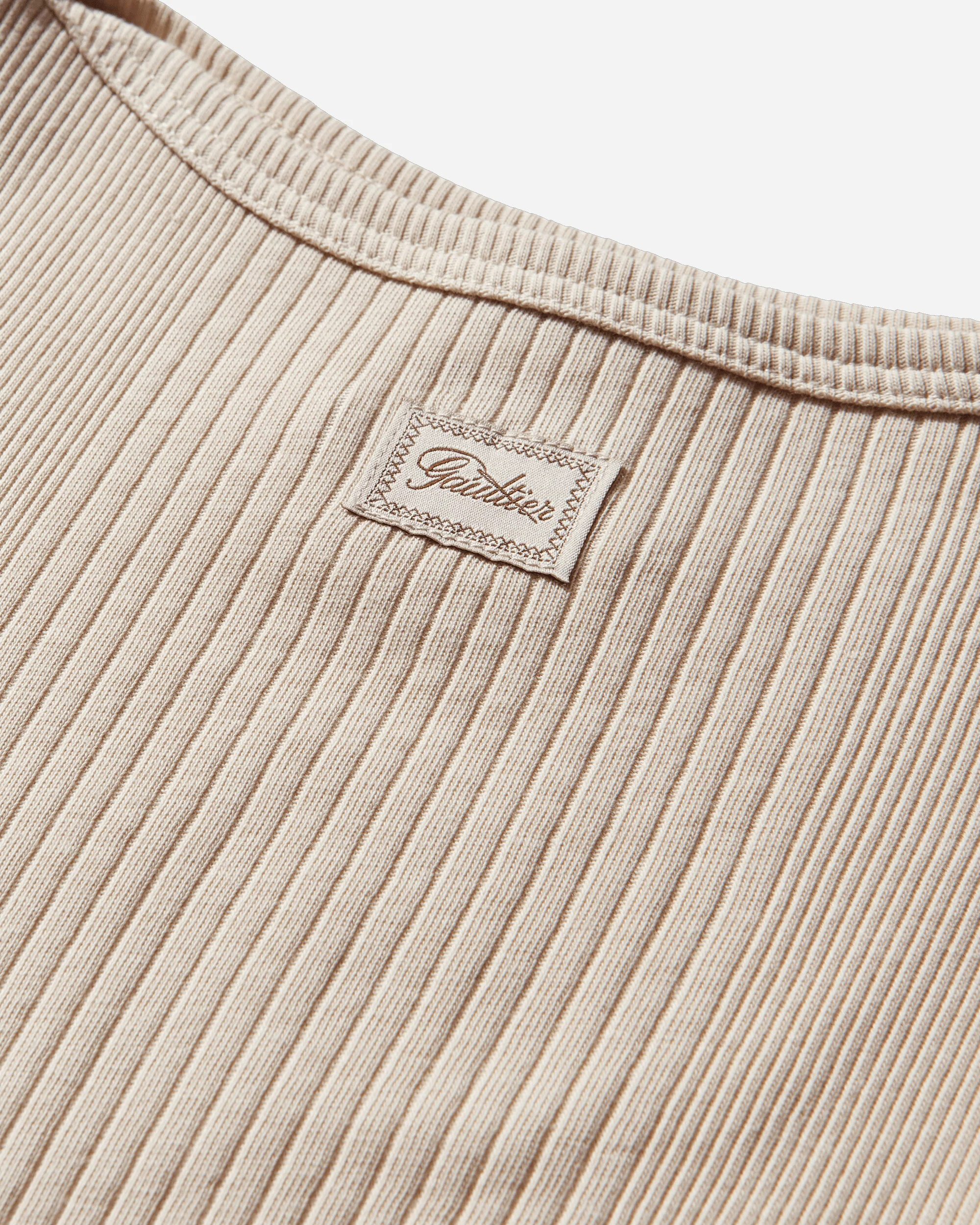 Women's Logo Patch Baby T-Shirt Beige - Image 4