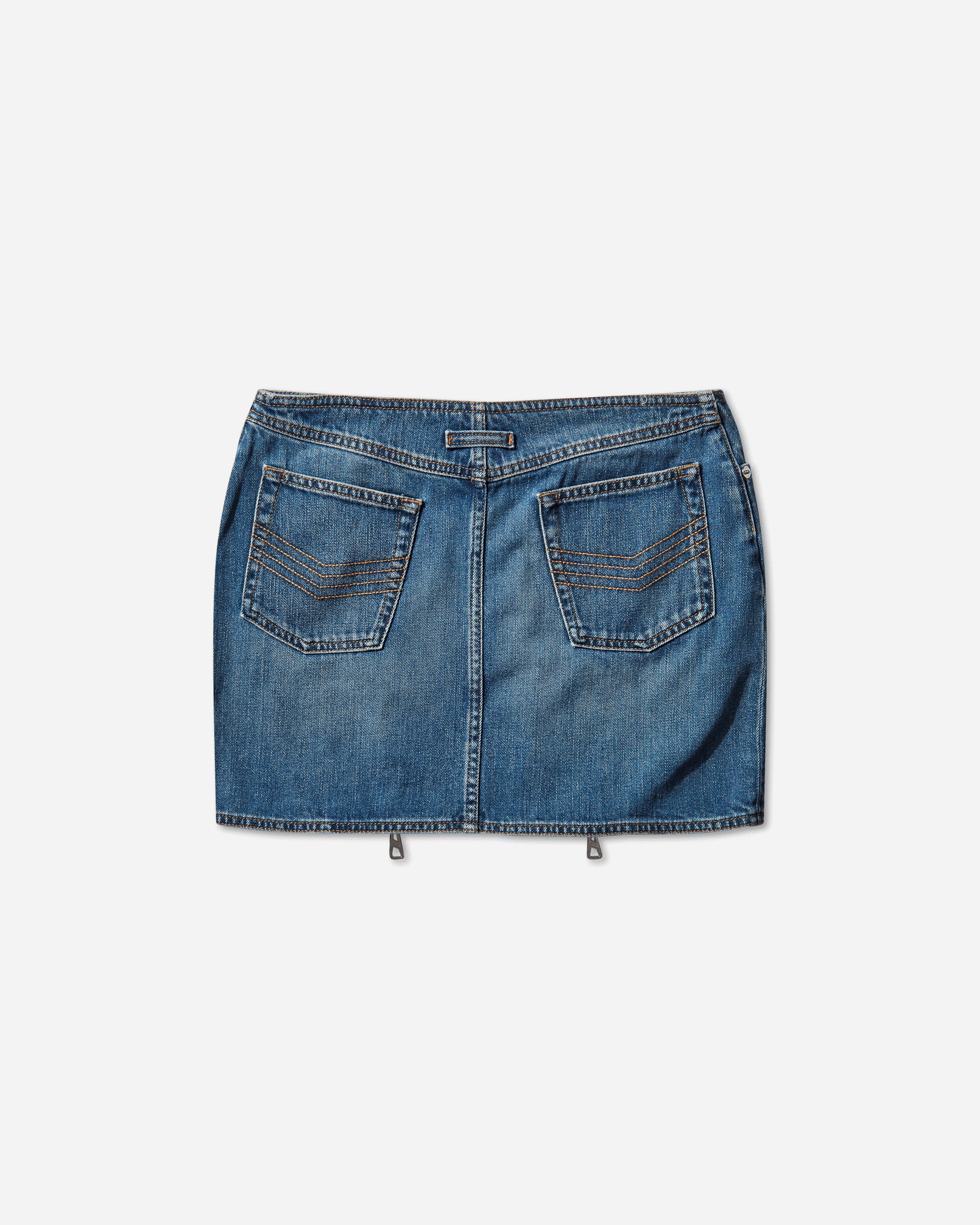 Women's Zipped Denim Skirt Blue - Image 2