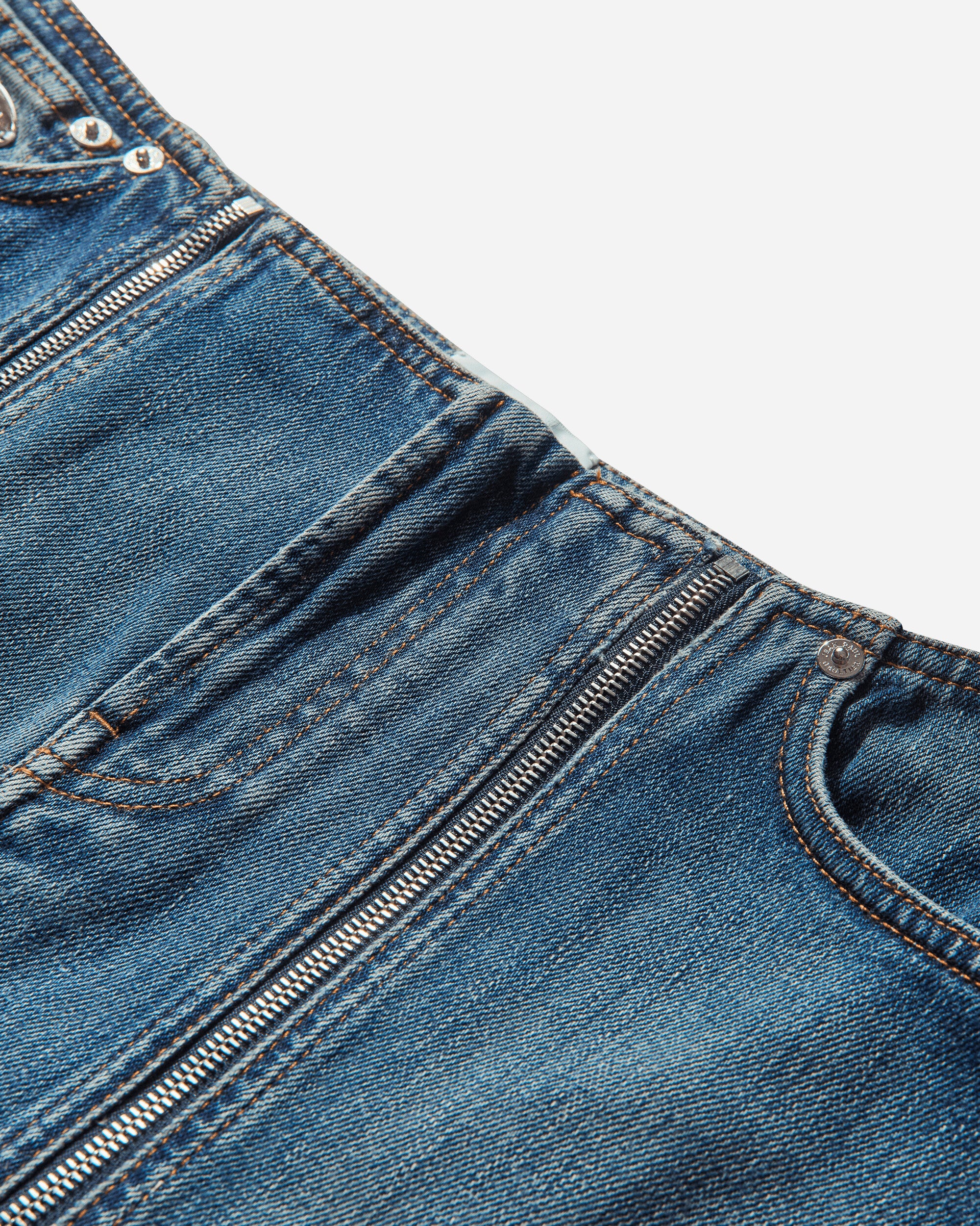 Women's Zipped Denim Skirt Blue - Image 4