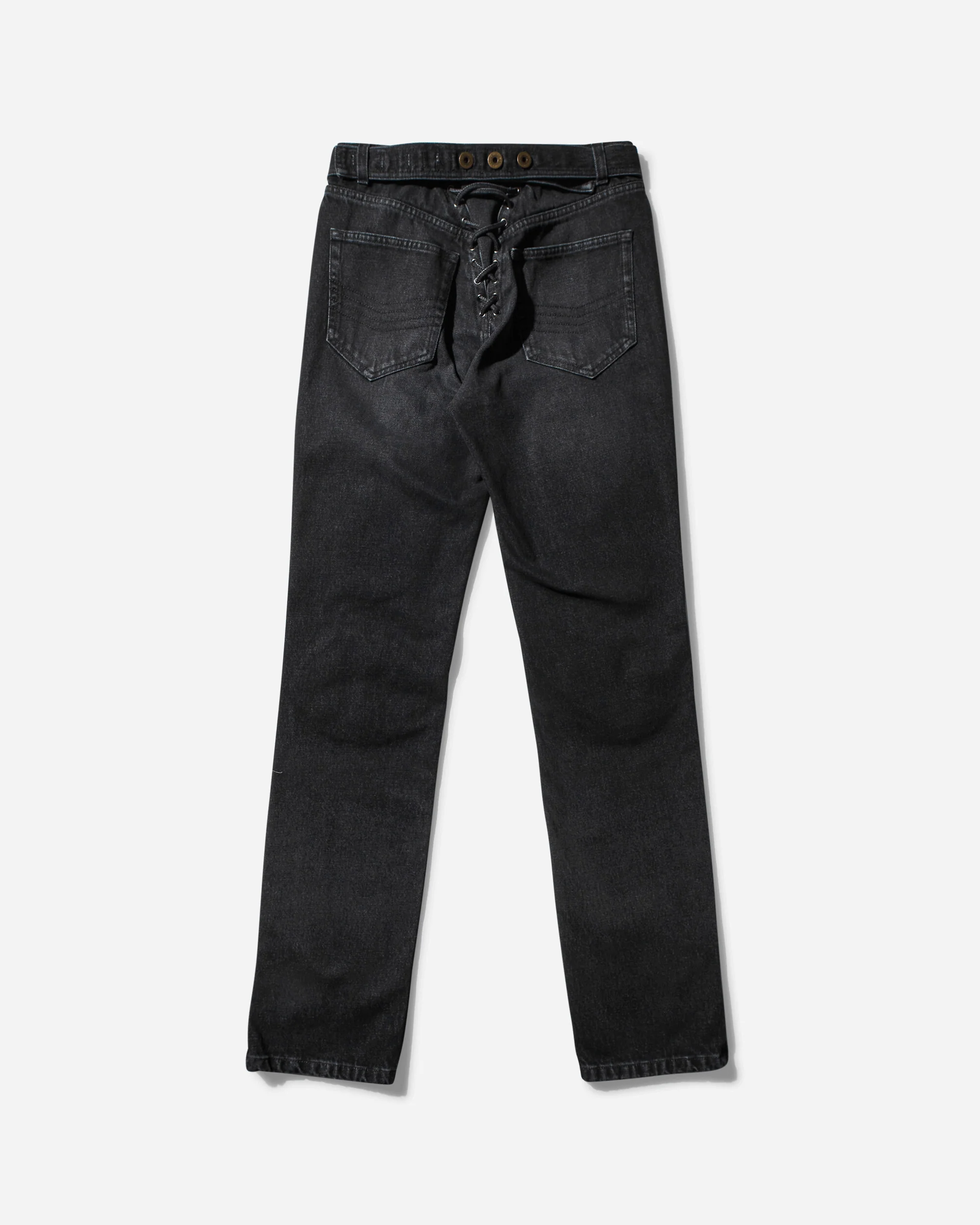 Women's Lace-Up Denim Pants Vintage Black - Image 2