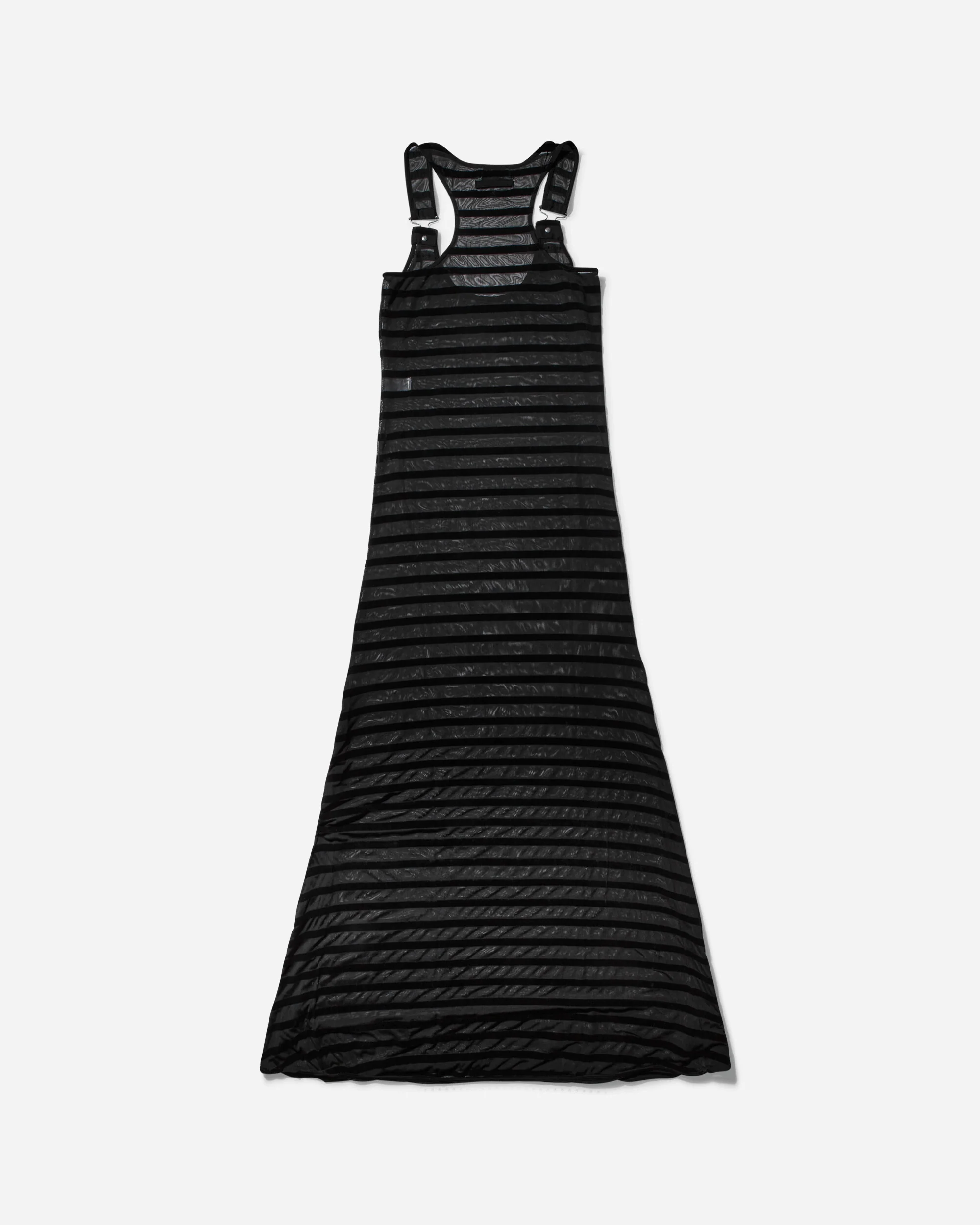 Women's Striped Mesh Long Dress Black - Image 2