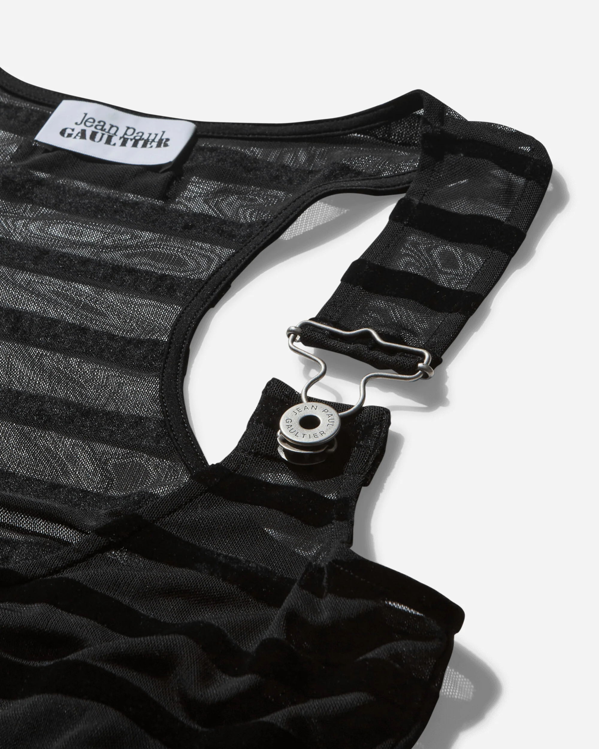 Women's Striped Mesh Long Dress Black - Image 3