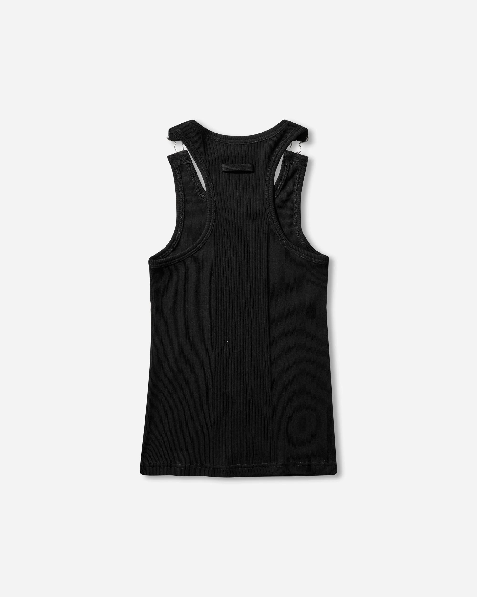 Women's Overall Buckles Ribbed Tank Top Black - Image 2