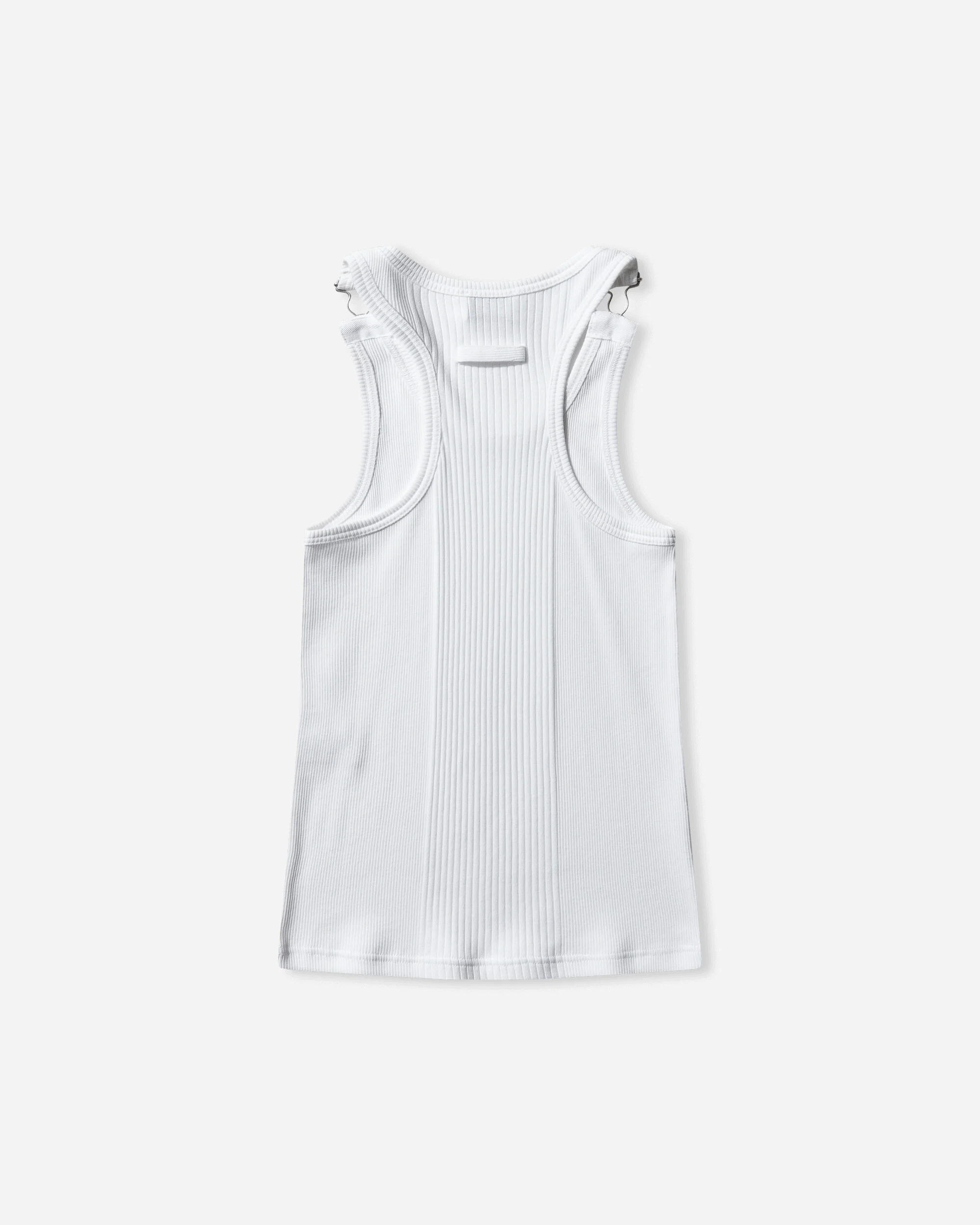 Women's Overall Buckles Ribbed Tank Top White - Image 2