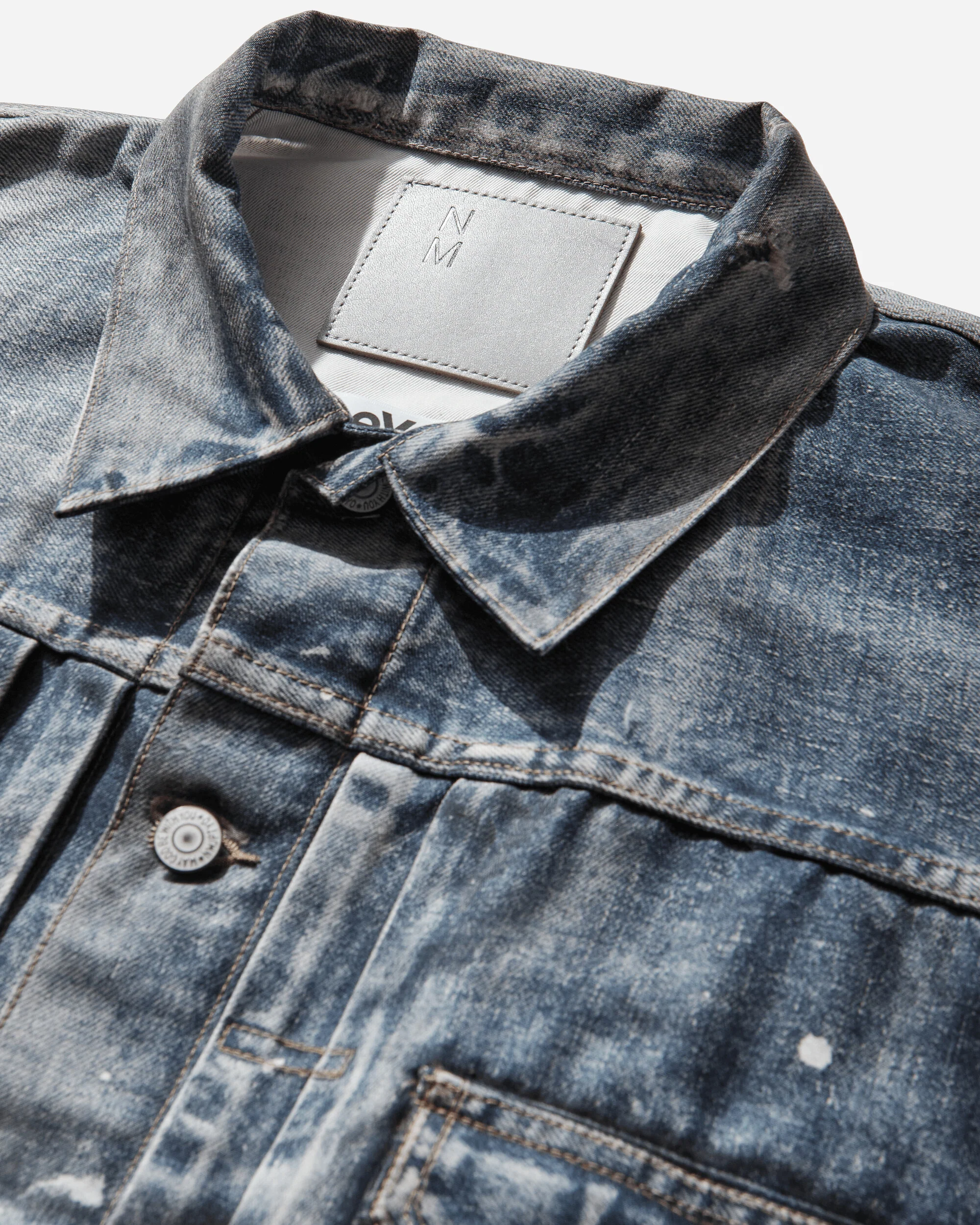 Men's New Manual Printed Denim Jacket Indigo - Image 3