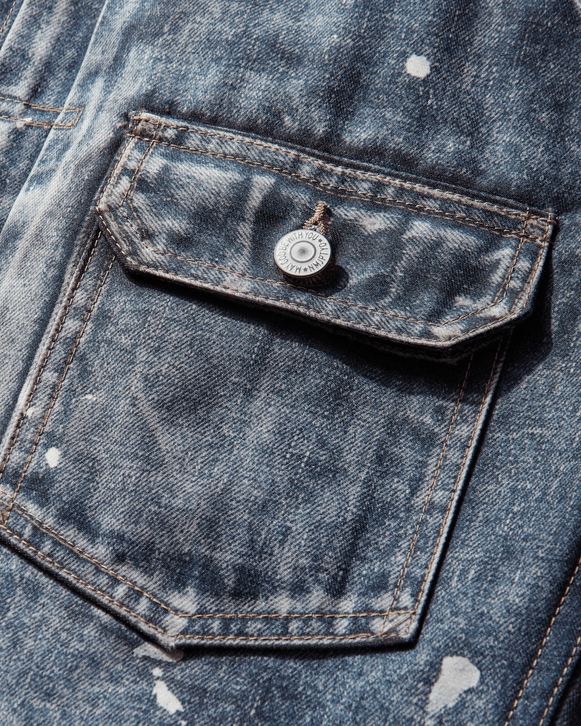 Men's New Manual Printed Denim Jacket Indigo - Image 4