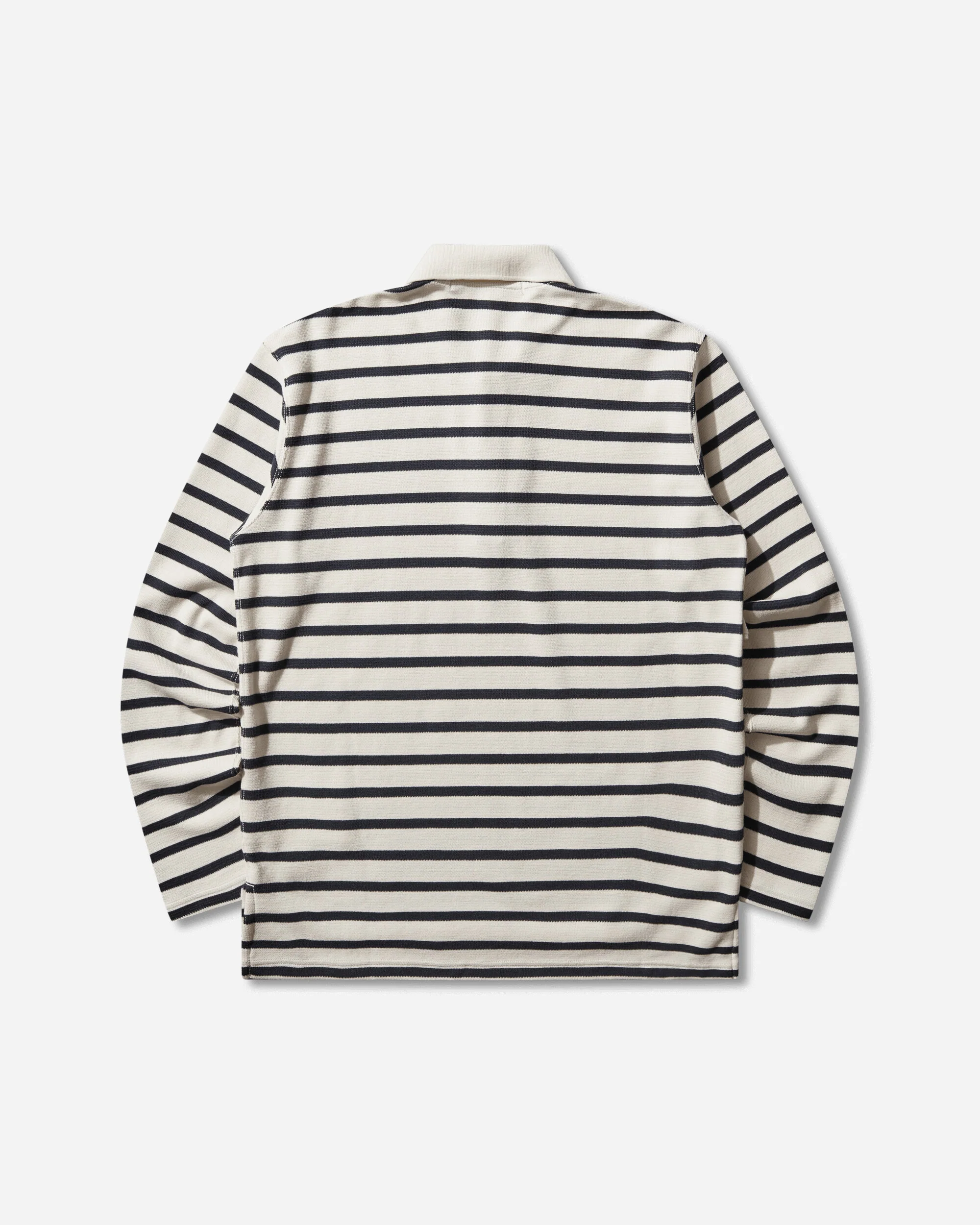 Men's Striped Longsleeve Polo Natural / Navy - Image 2