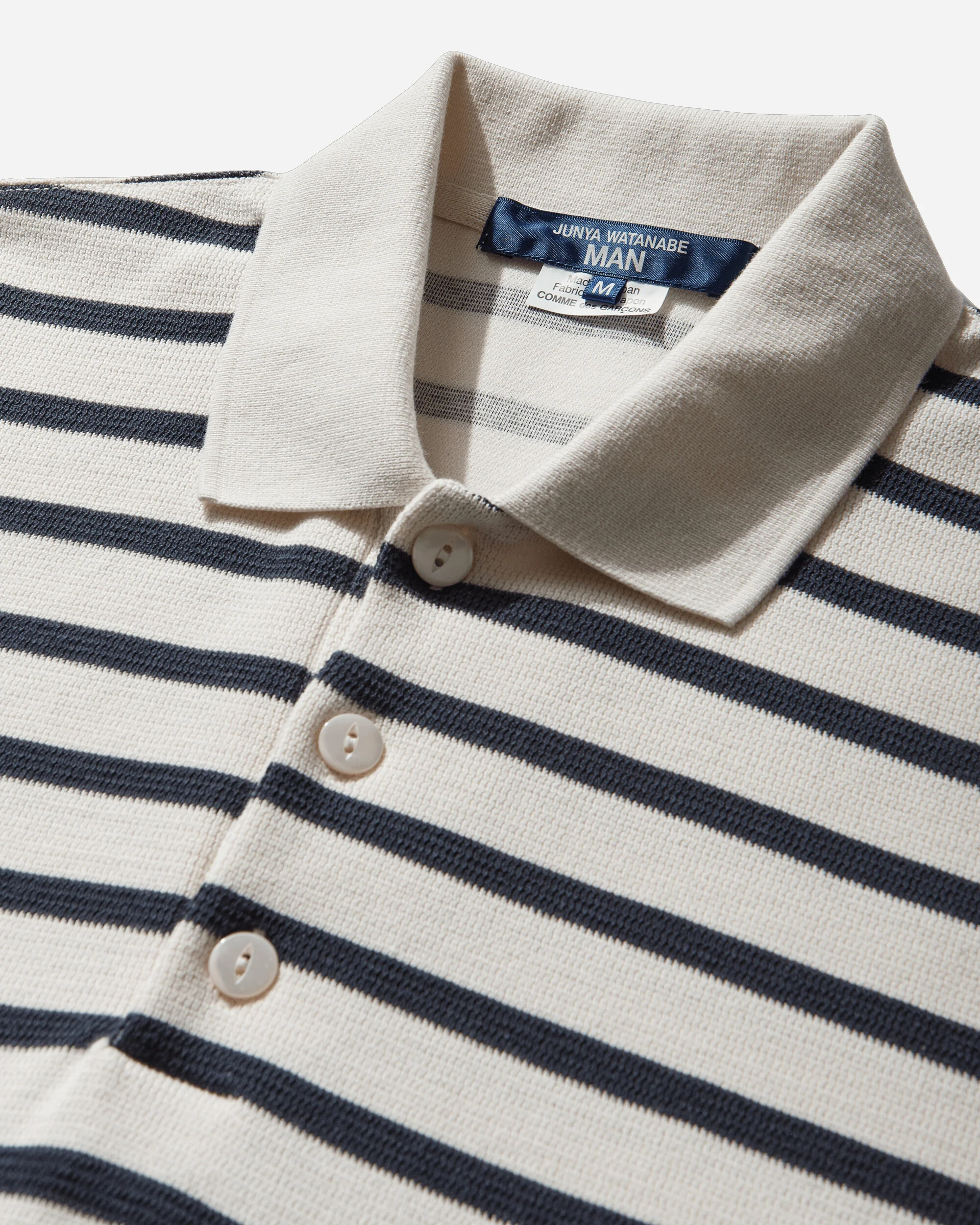 Men's Striped Longsleeve Polo Natural / Navy - Image 3