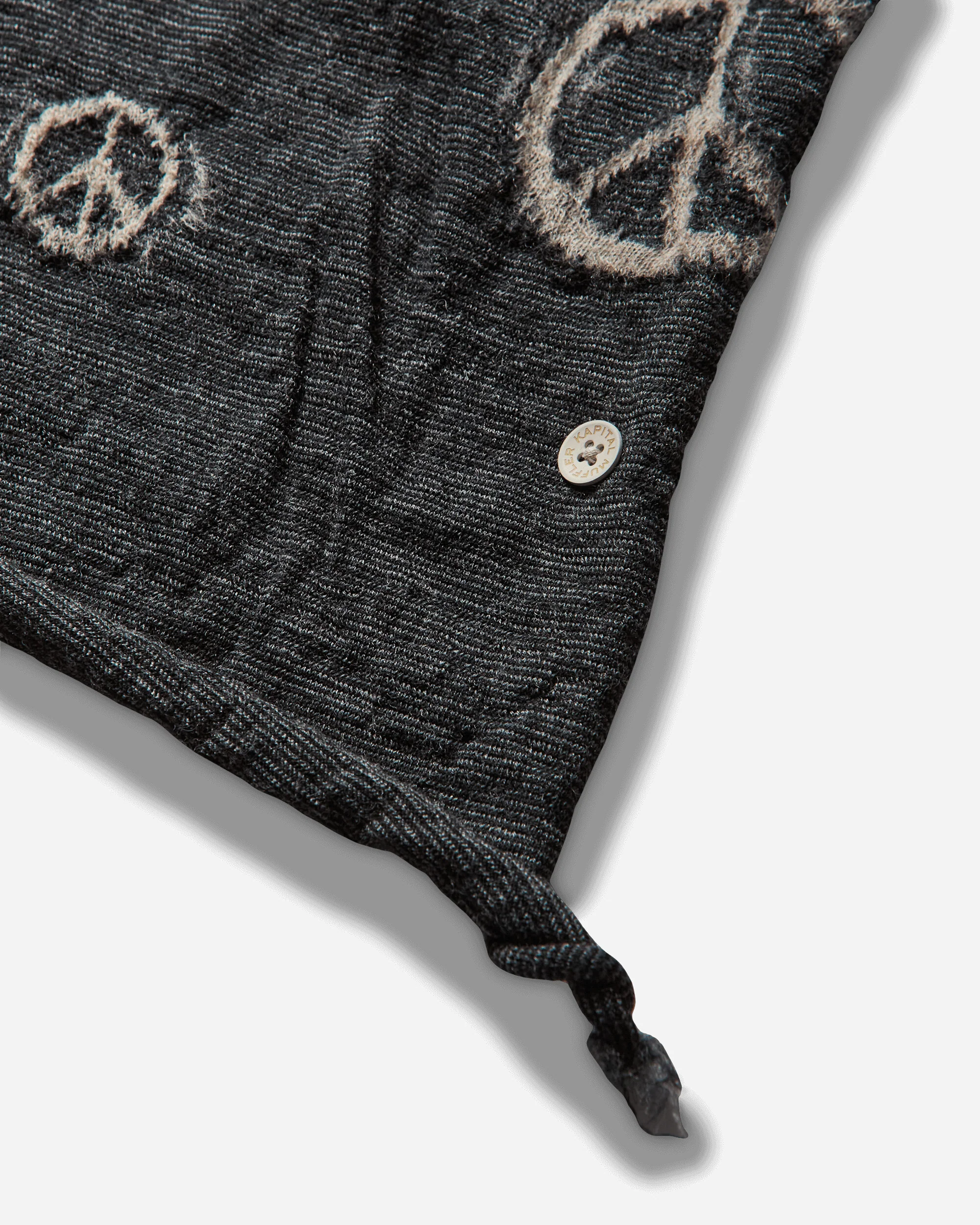 Fulling Wool Peace Mark Happy Scarf Black - Image 4