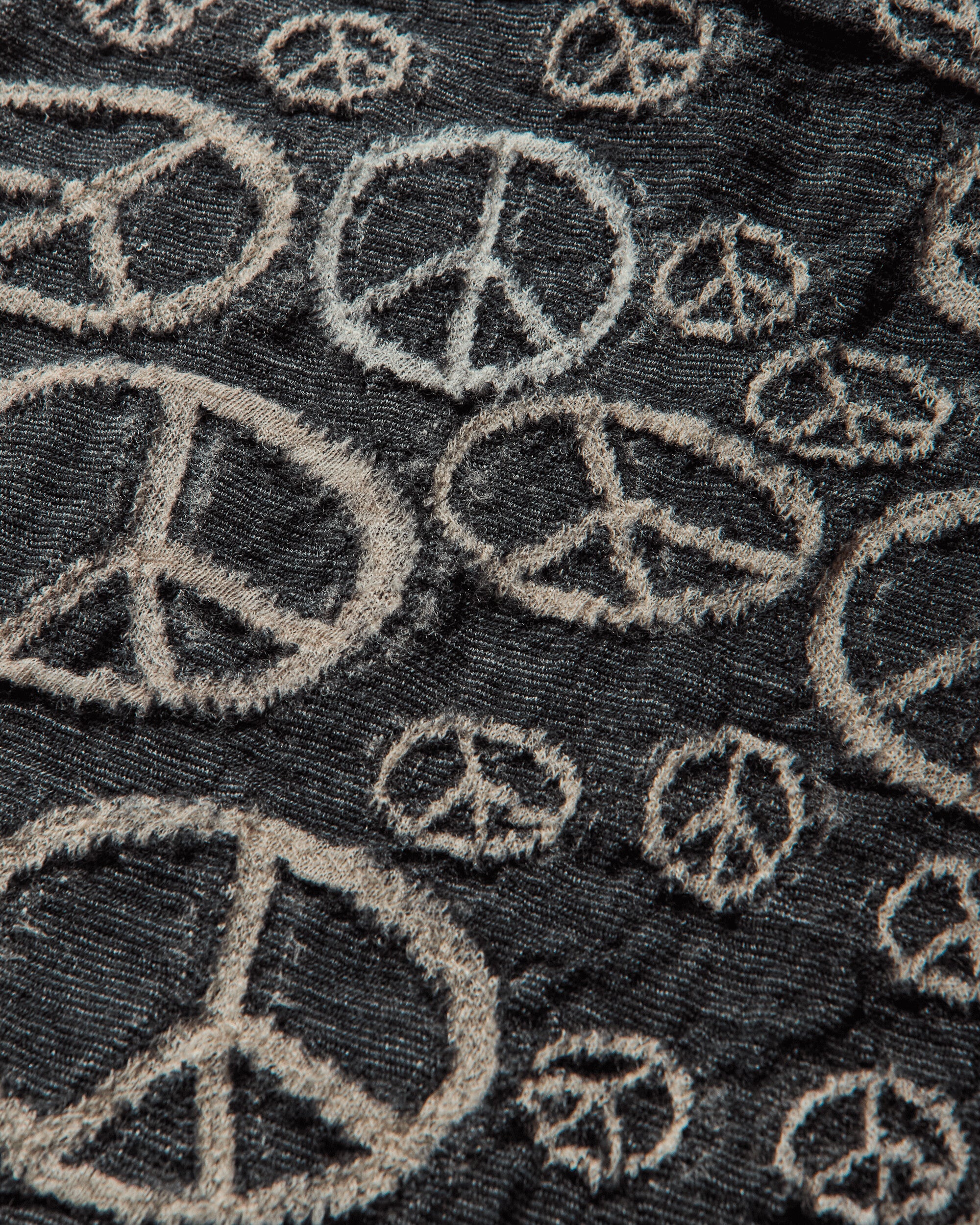 Fulling Wool Peace Mark Happy Scarf Black - Image 5