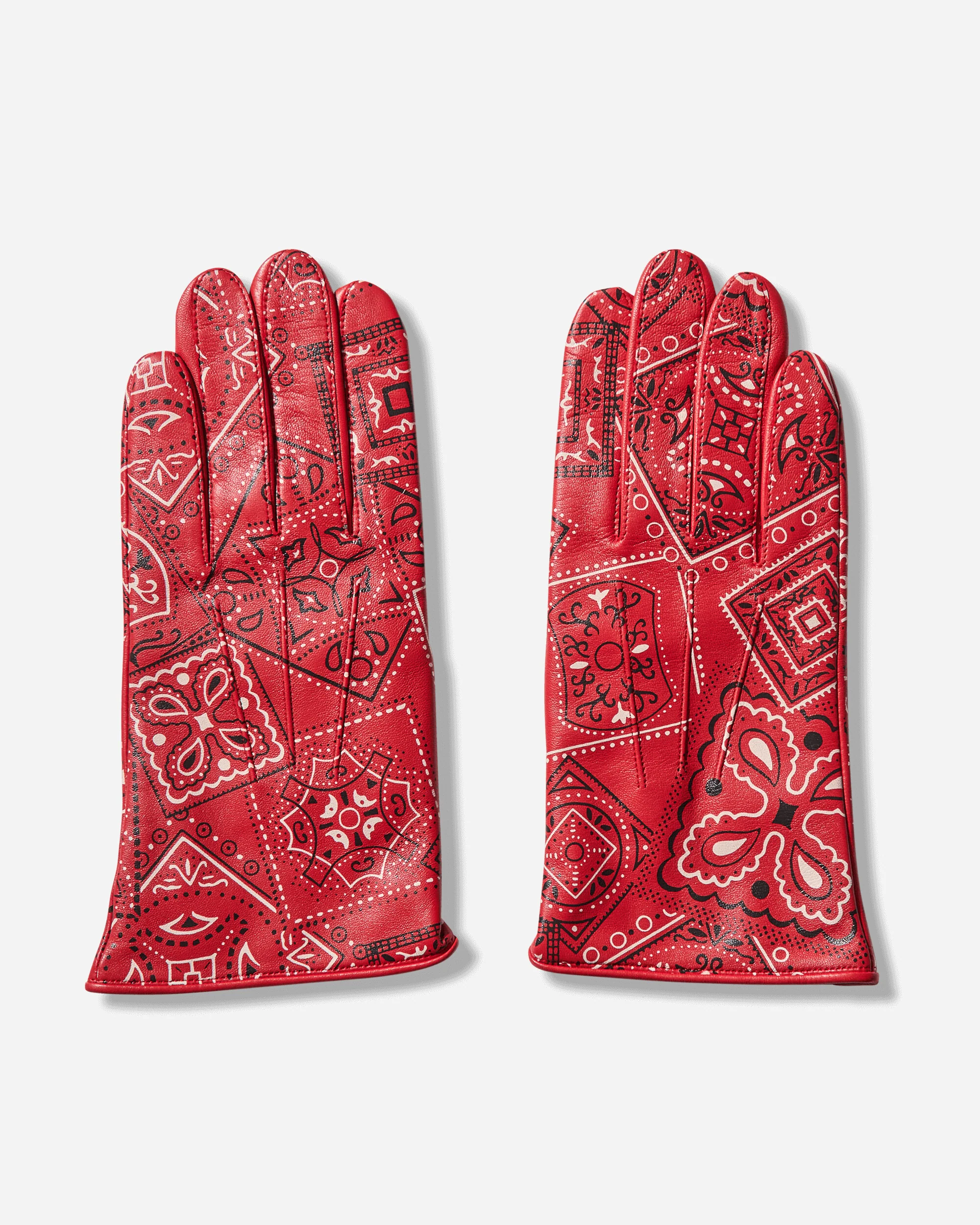 Leather Cookie Bandana Gloves Red - Image 2