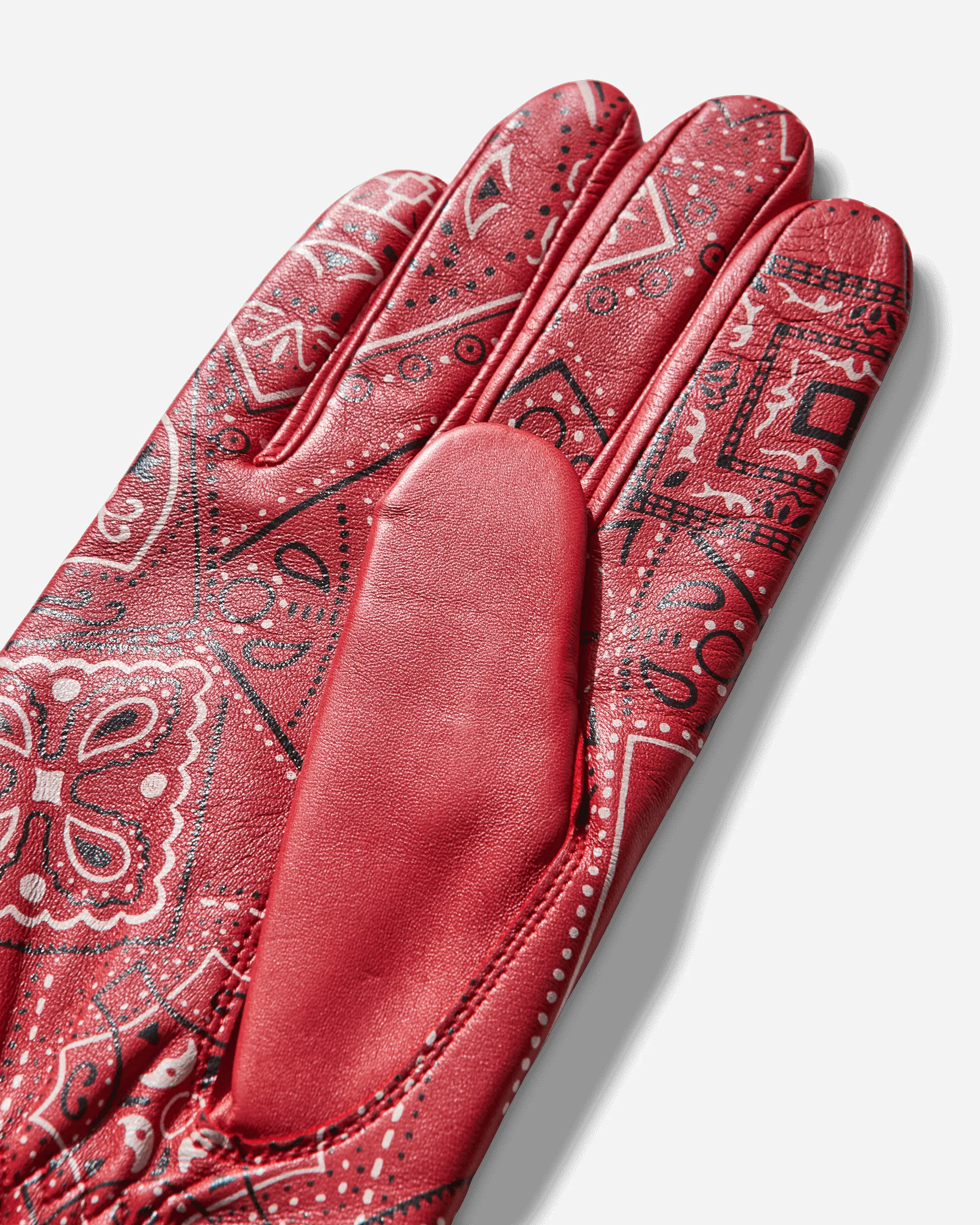 Leather Cookie Bandana Gloves Red - Image 4