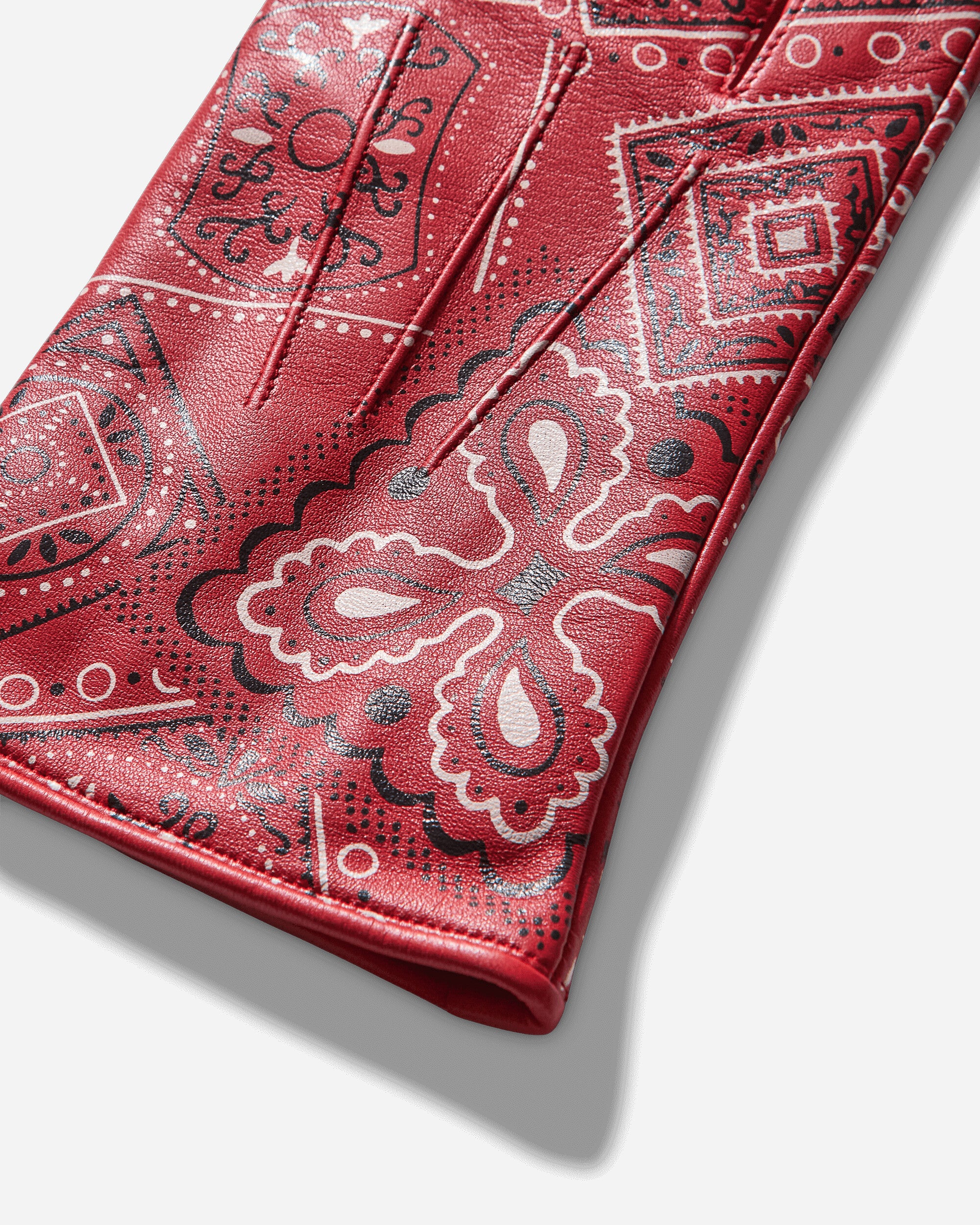 Leather Cookie Bandana Gloves Red - Image 5