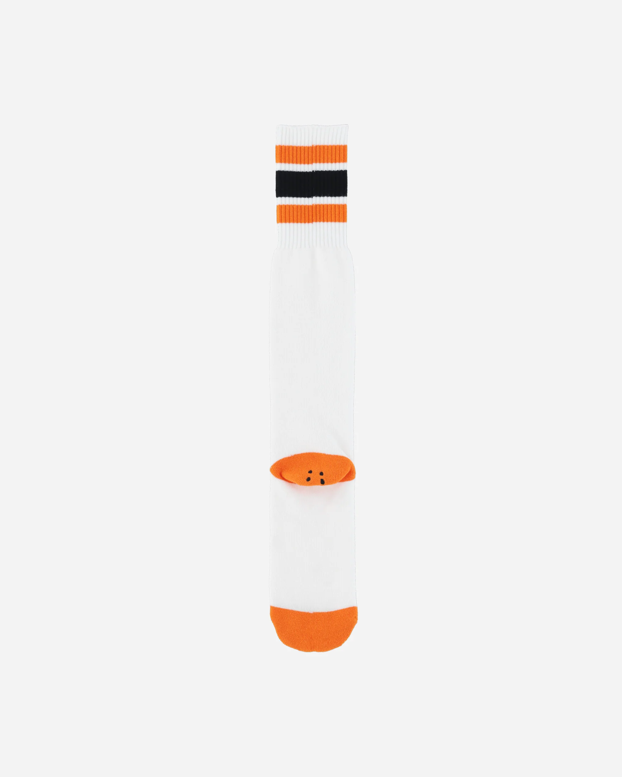 144 Yarns Happy Heel Embroidered Skaters Knee-High Socks White / Orange - Image 2