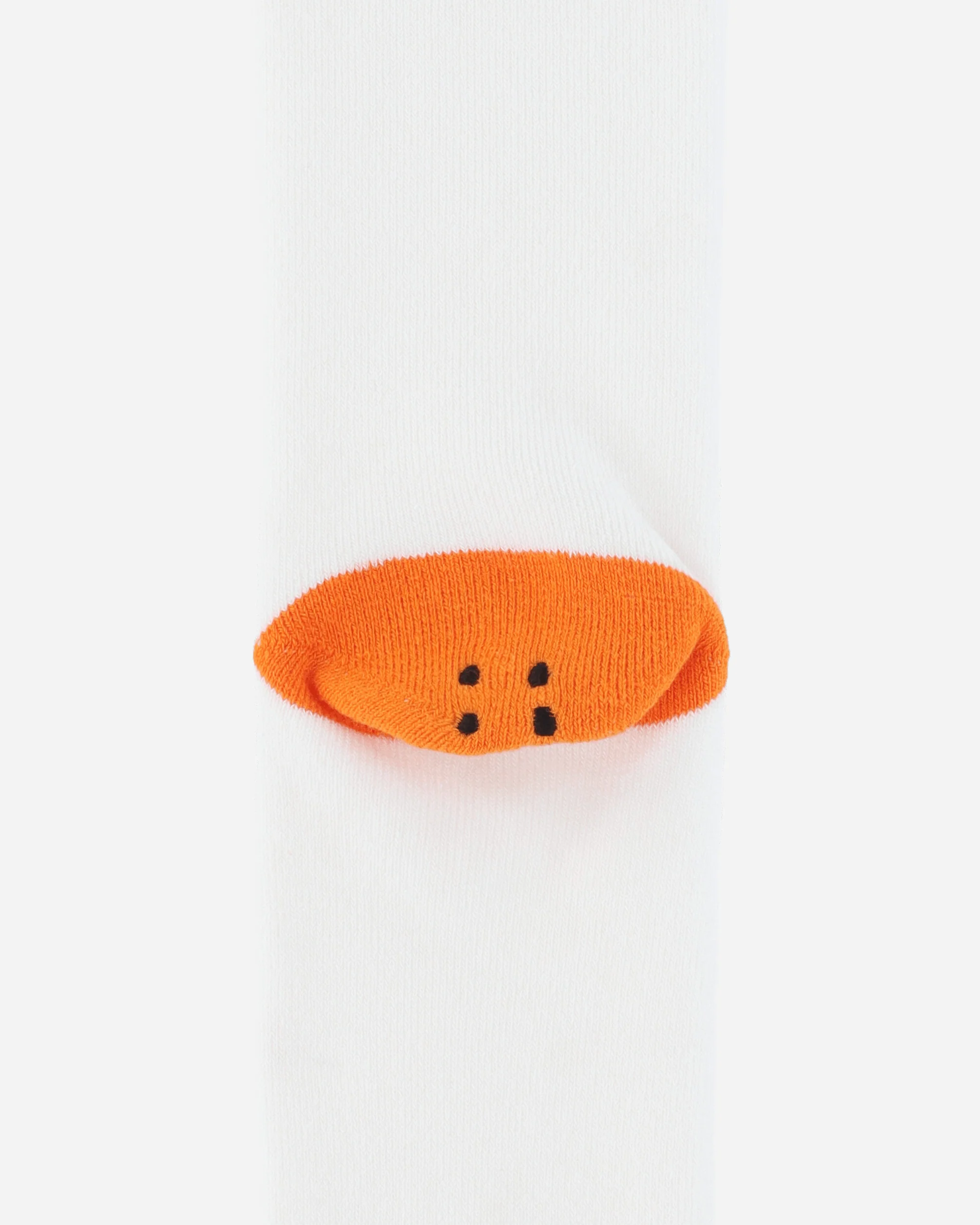 144 Yarns Happy Heel Embroidered Skaters Knee-High Socks White / Orange - Image 4