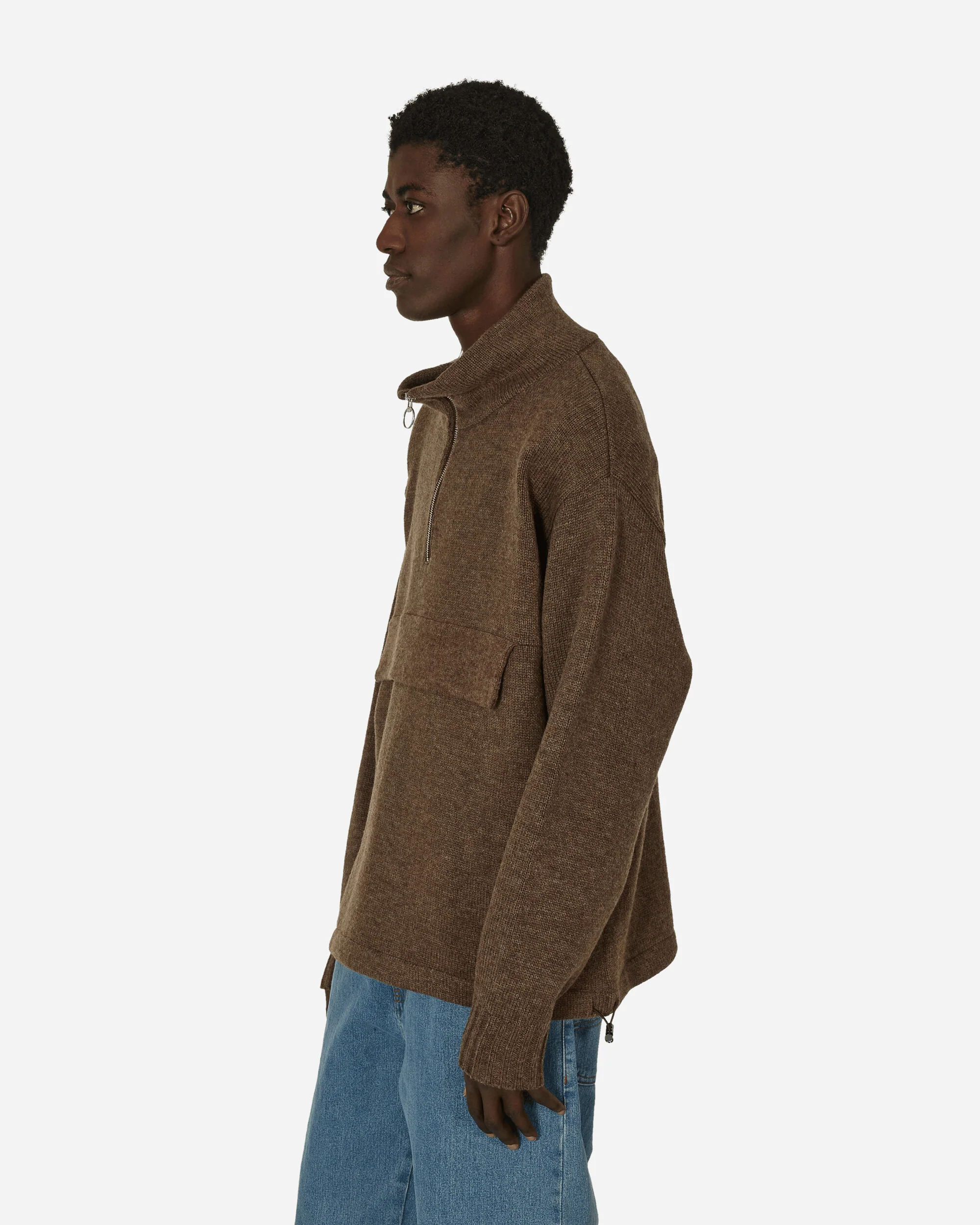 5G Shetland Wool Half Zip Anorak Moca - Image 2