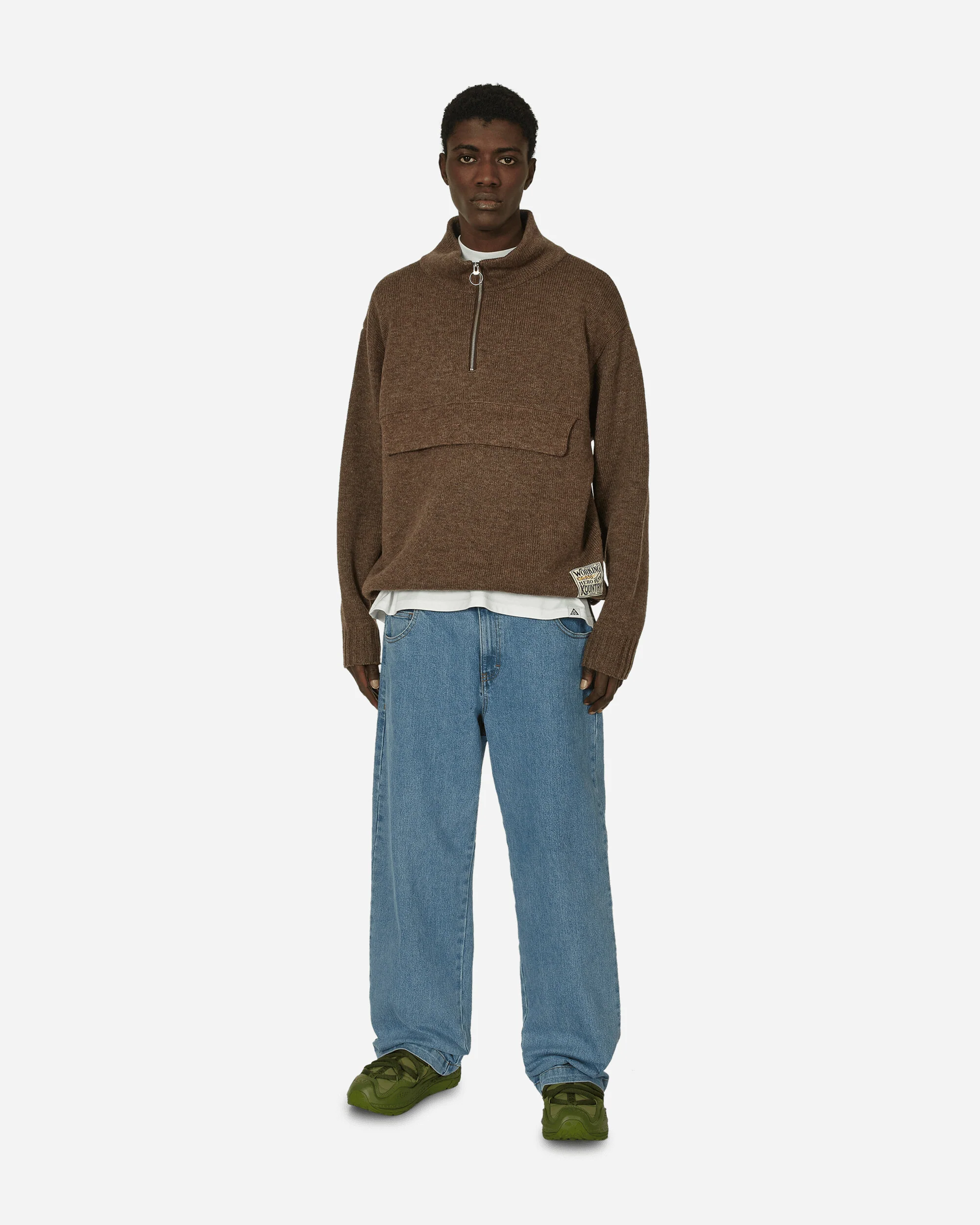 5G Shetland Wool Half Zip Anorak Moca - Image 4