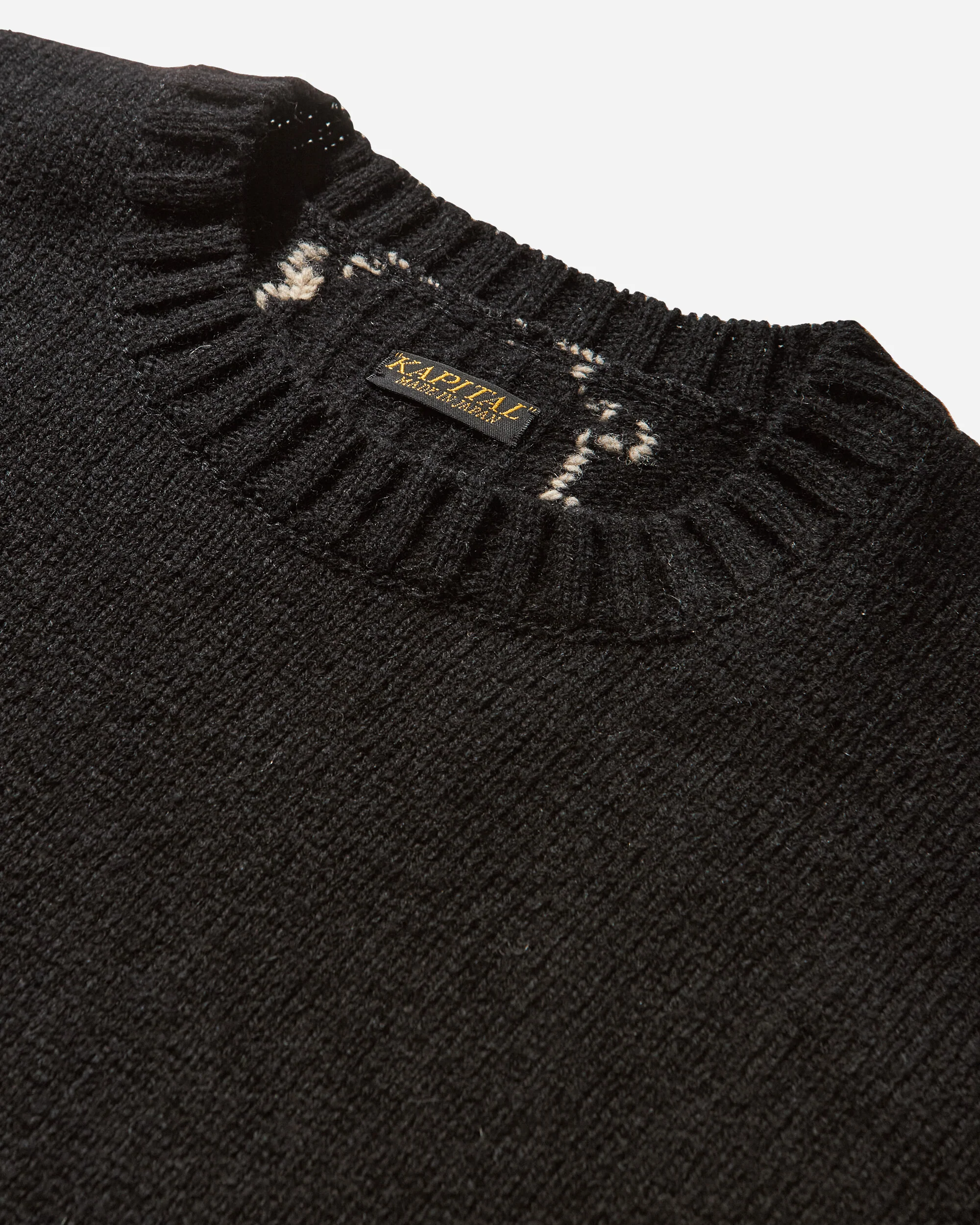 Men's 5G Wool Bone Crewneck Sweater Black - Image 4