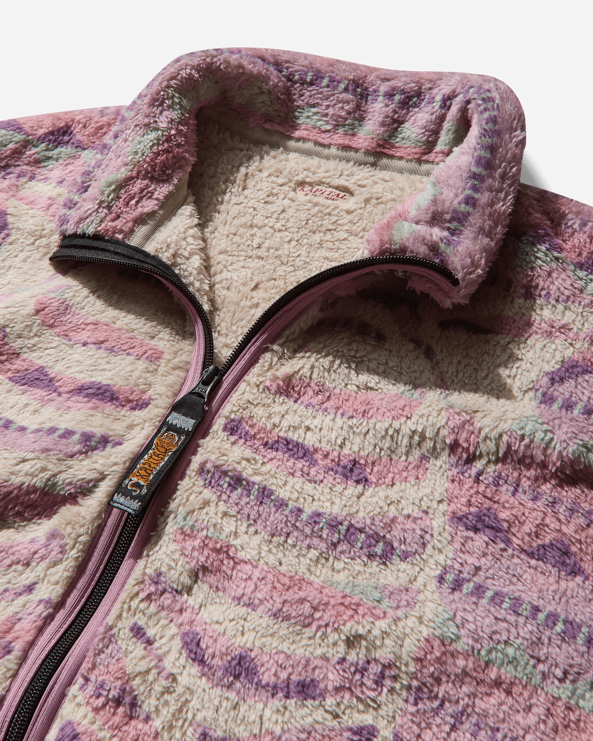 Men's Ashland Stripe & Bone Fleece Zip Jacket Pink - Image 3