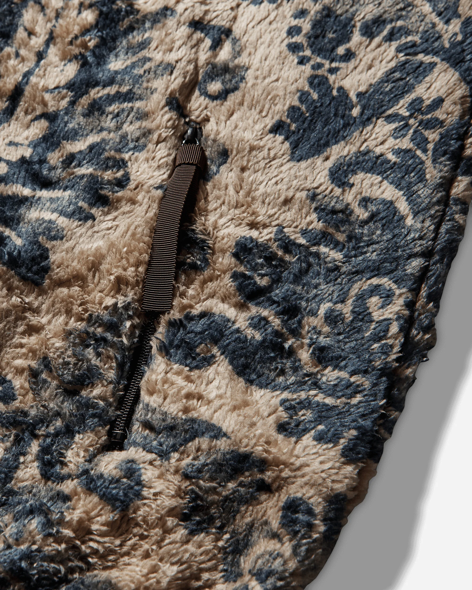 Men's Damask Fleece Zip Jacket Beige - Image 4