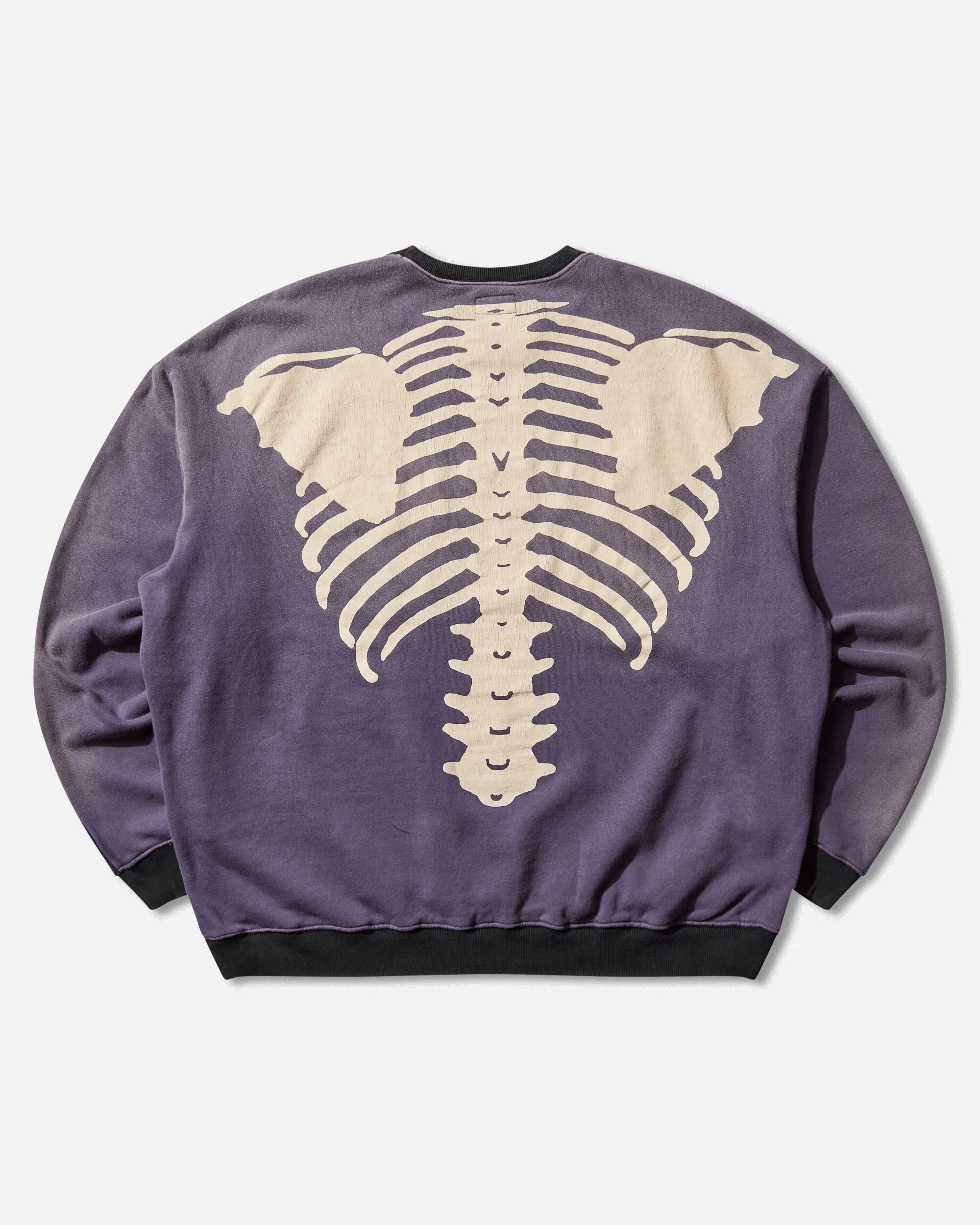 Men's Sweat Knit 2Tones Remake Big Sweatshirt (Bone) Black / Purple - Image 2