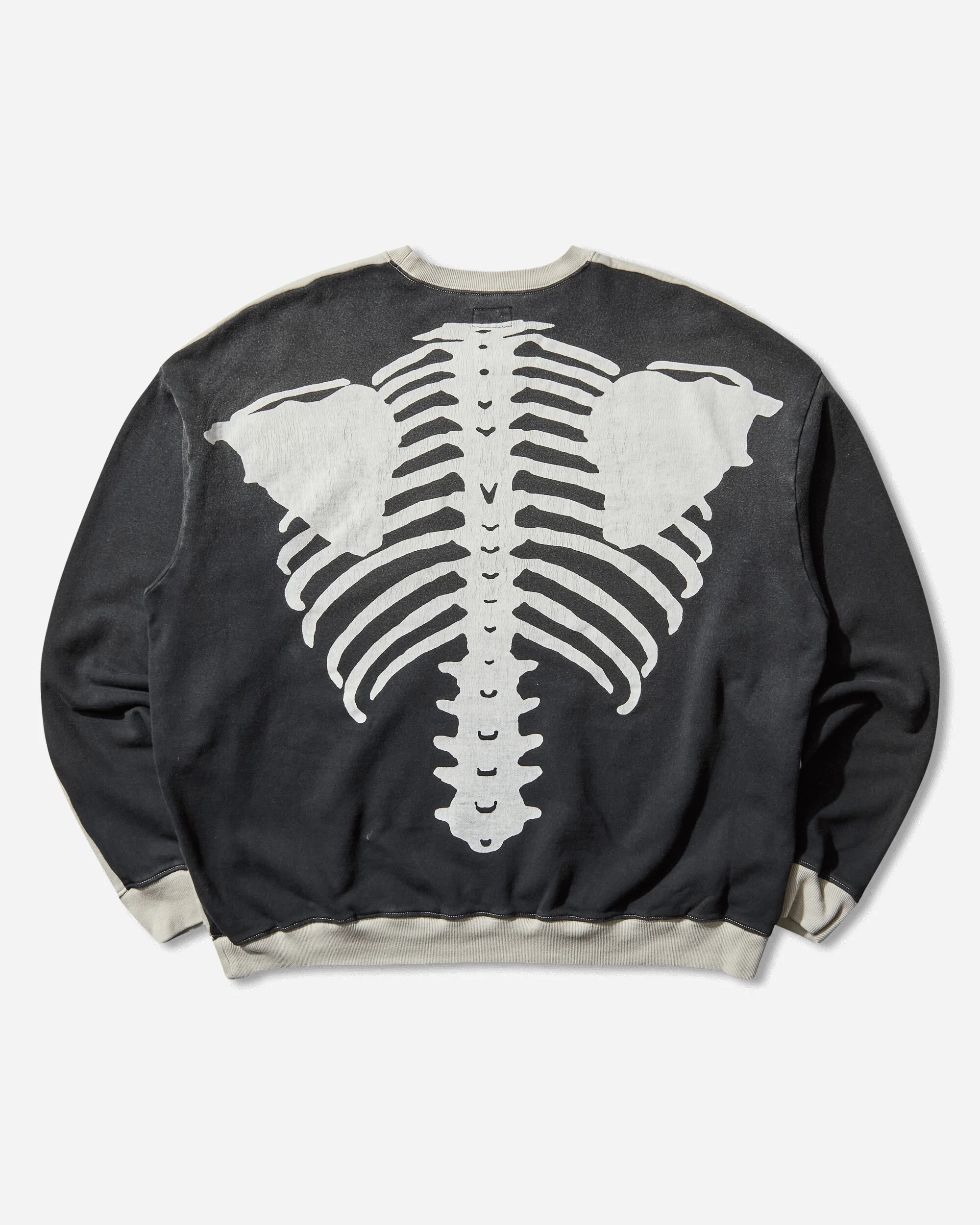Men's Sweat Knit 2Tones Remake Big Sweatshirt (Bone) Ecru / Black - Image 2