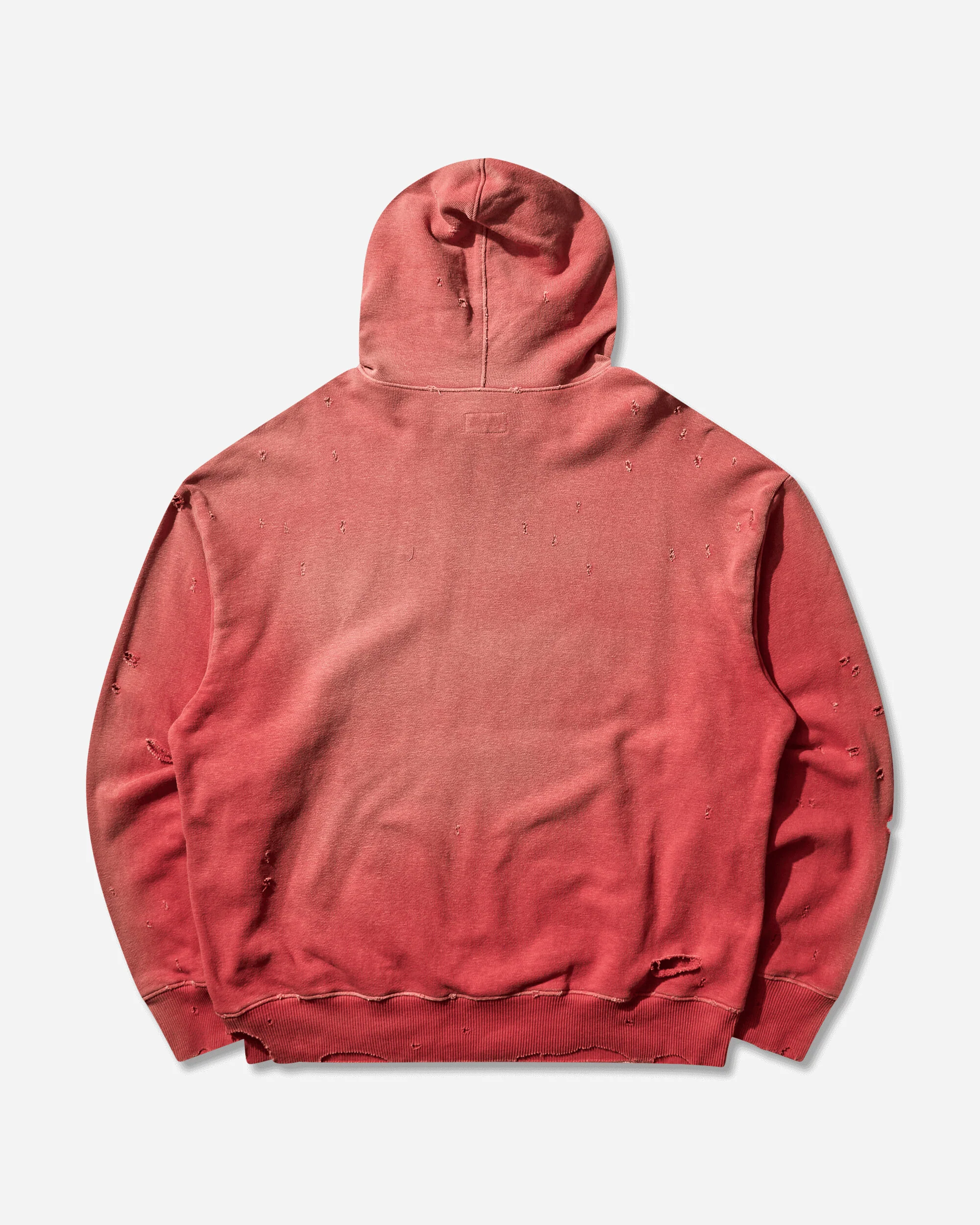 Men's Sweat Knit Thriller Damaged Hoodie (Studs) Red - Image 2