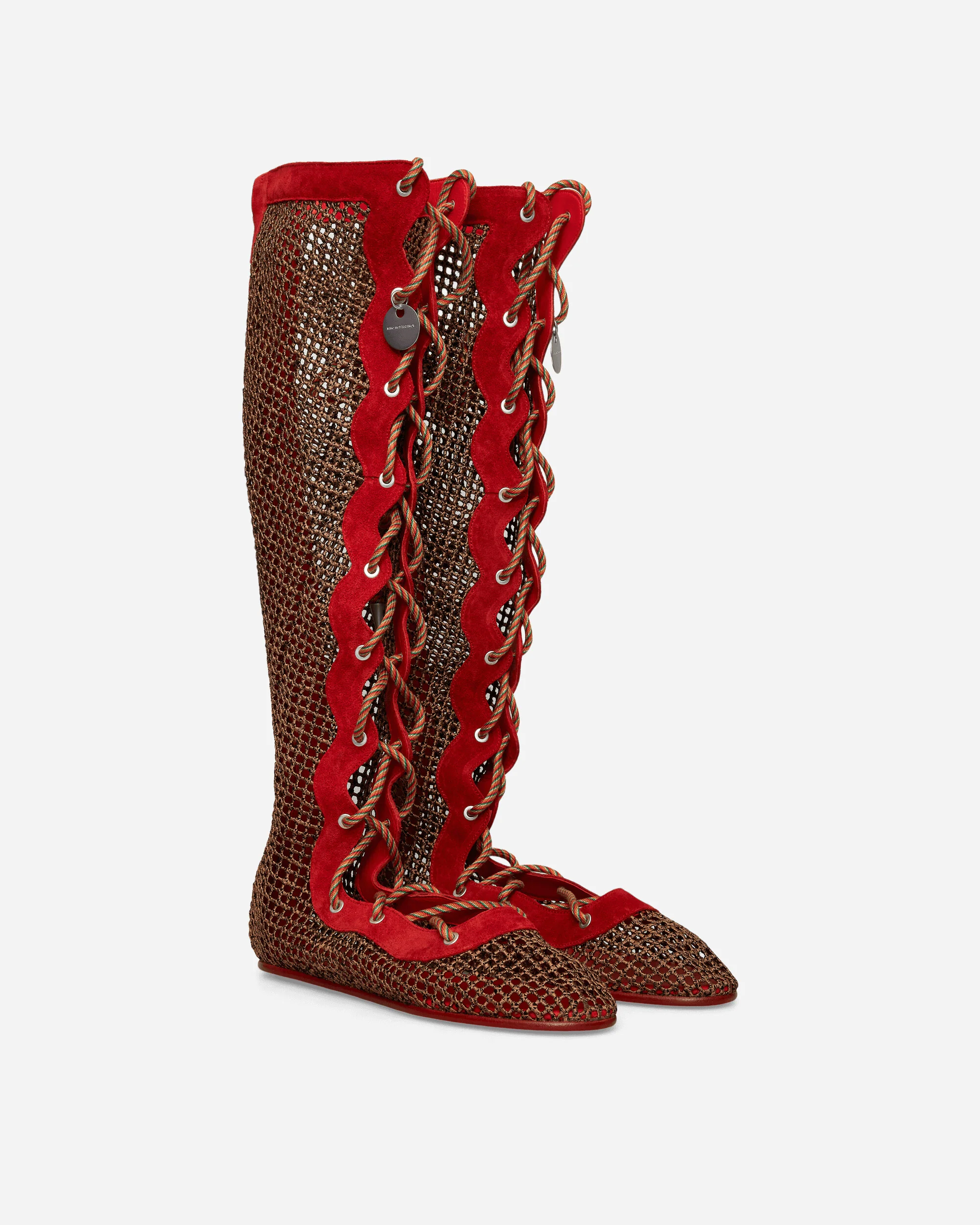 Women's Reticella Knee High Boots Red - Image 2
