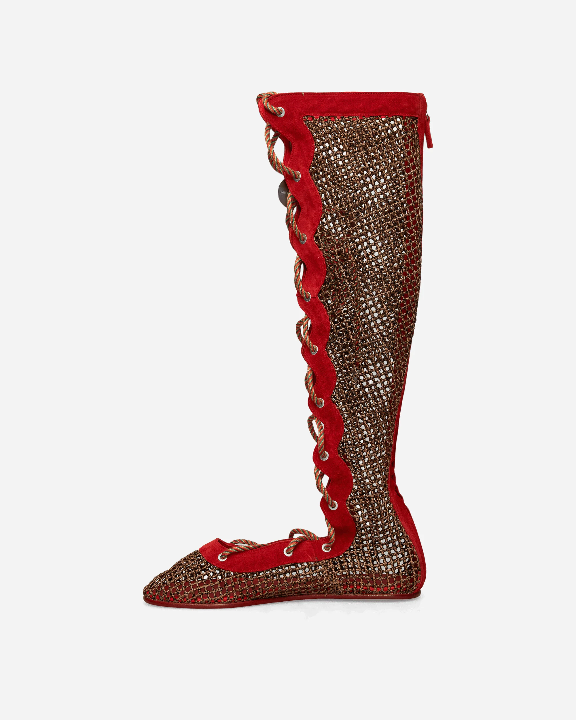 Women's Reticella Knee High Boots Red - Image 3