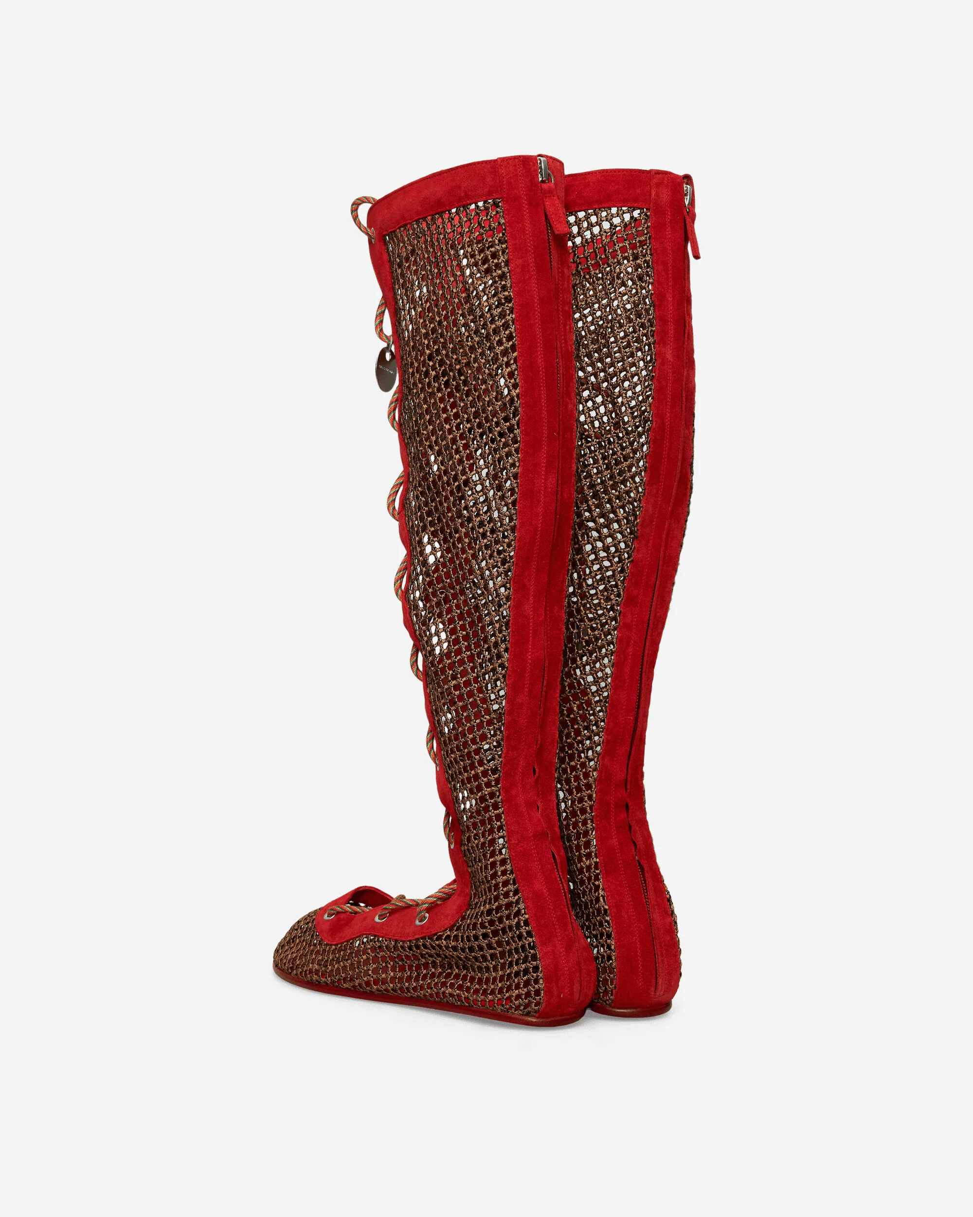 Women's Reticella Knee High Boots Red - Image 4