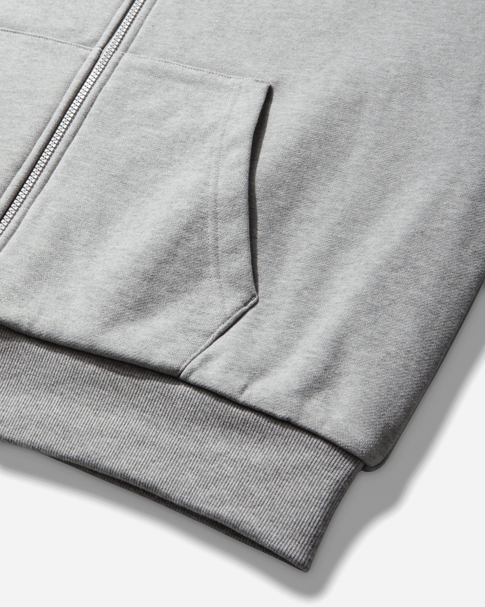 Men's Double Layer Zip Up Hoodie Grey Melange - Image 3