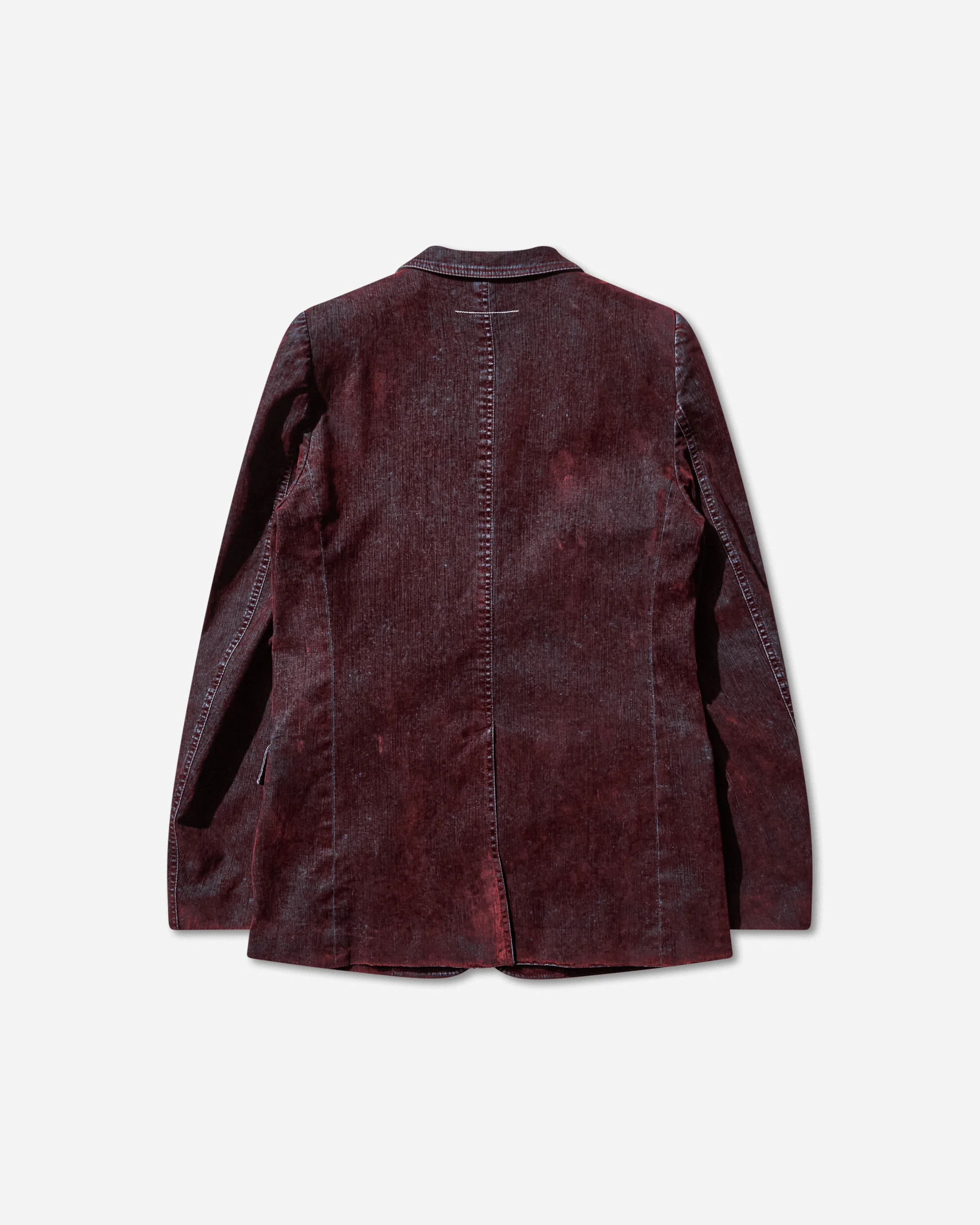 Men's Flocked Denim Suit Jacket Bordeaux - Image 2