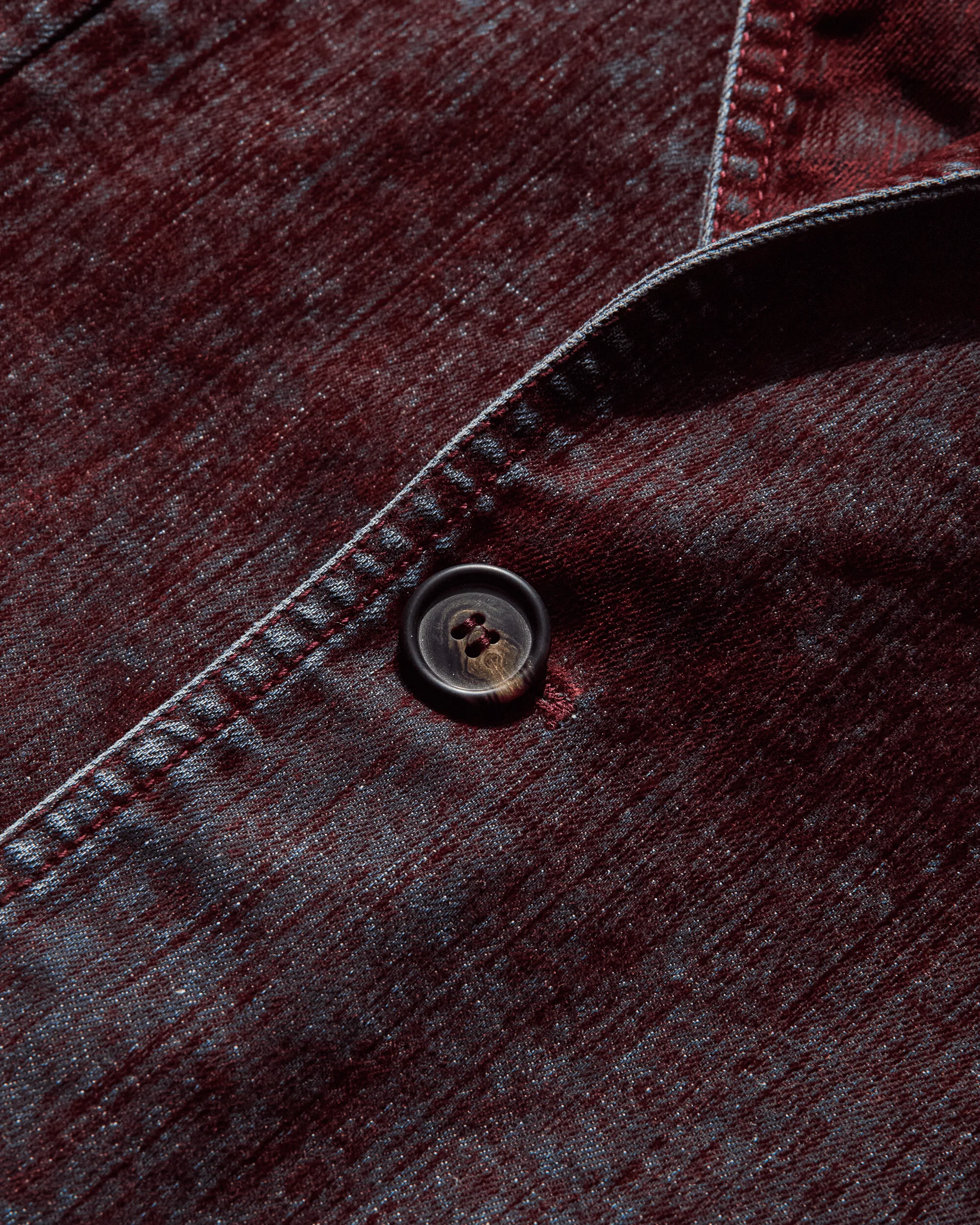Men's Flocked Denim Suit Jacket Bordeaux - Image 4
