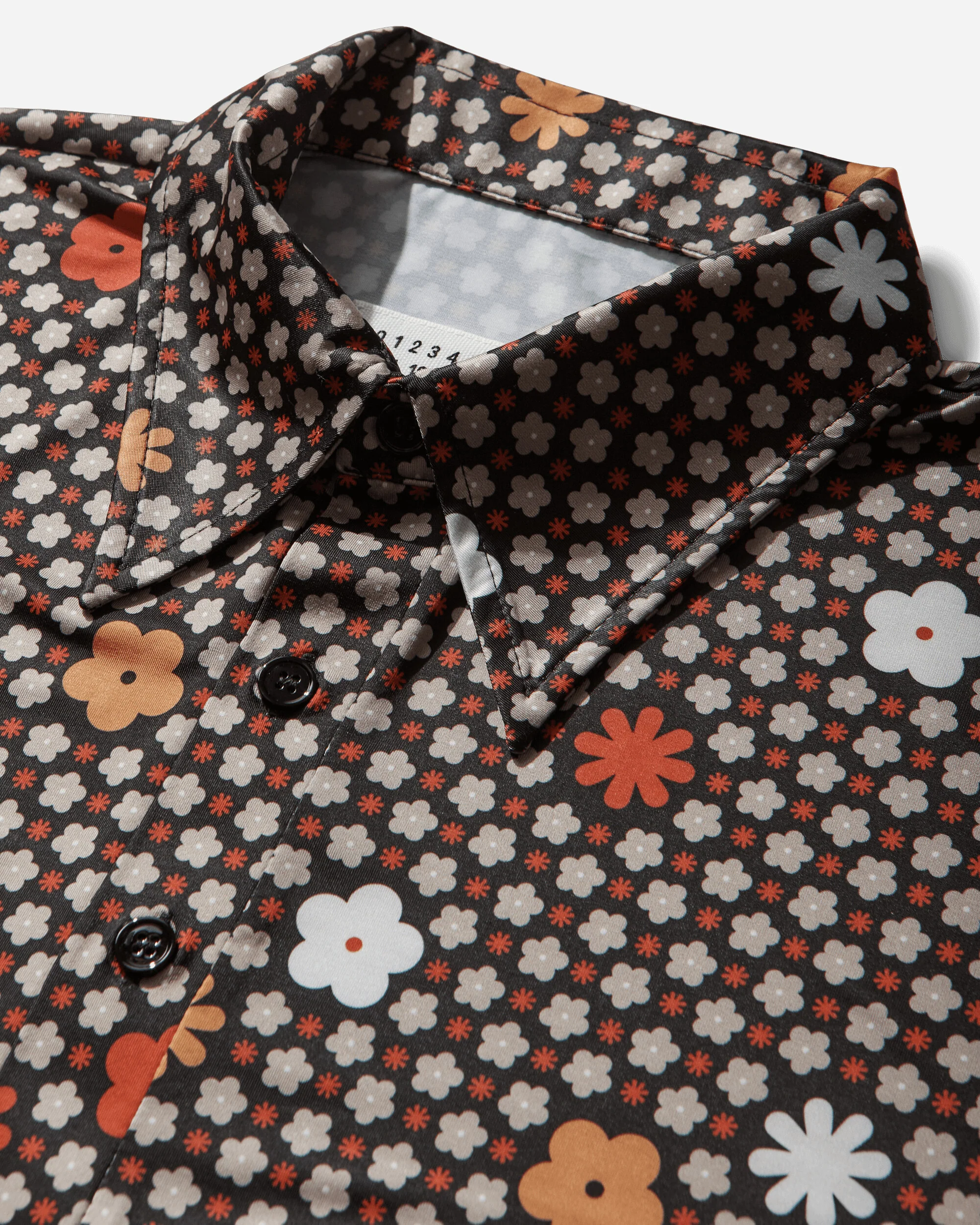 Men's Floral Polo Shirt Black / Red - Image 3