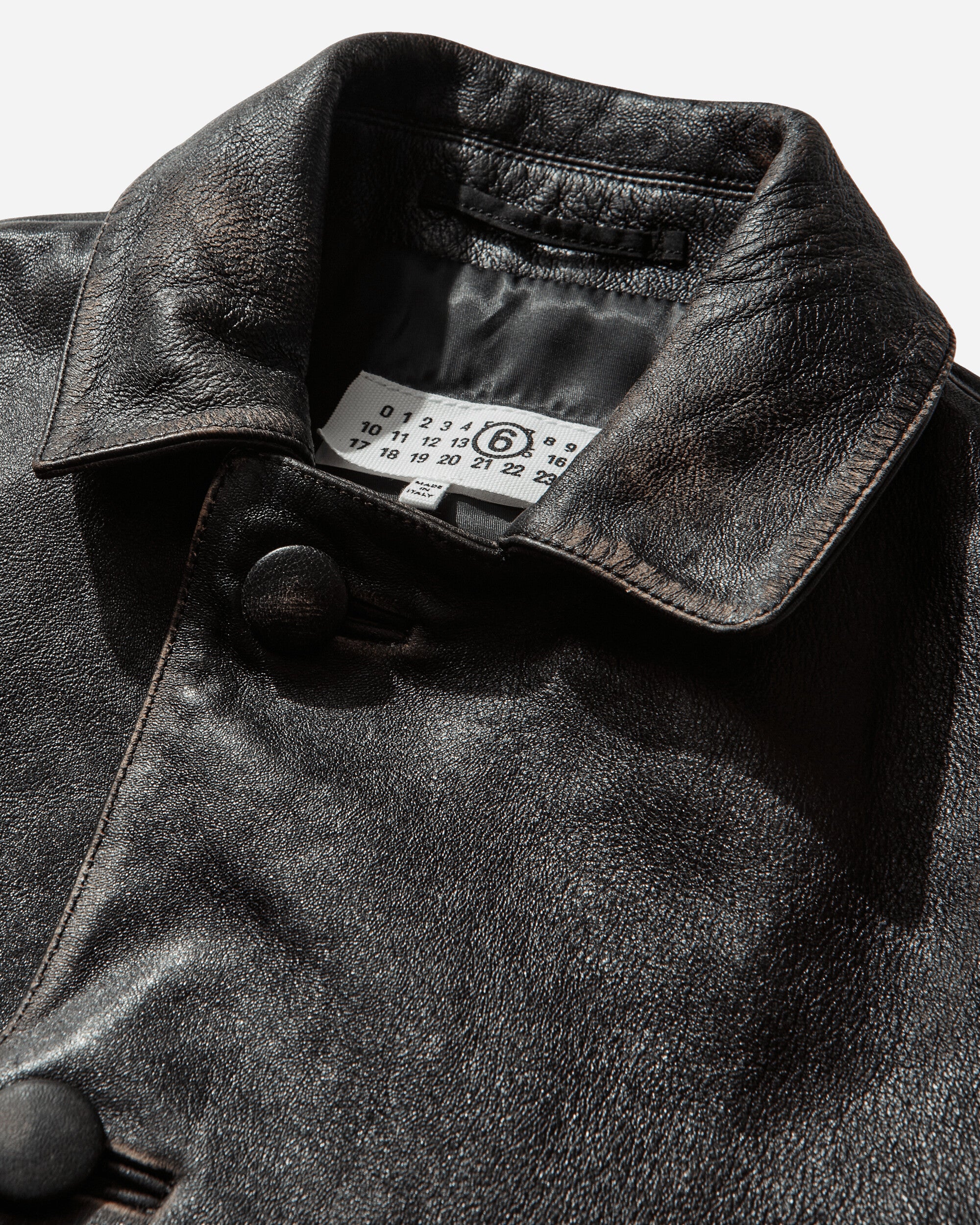 Men's Distressed Leather Jacket Black - Image 3