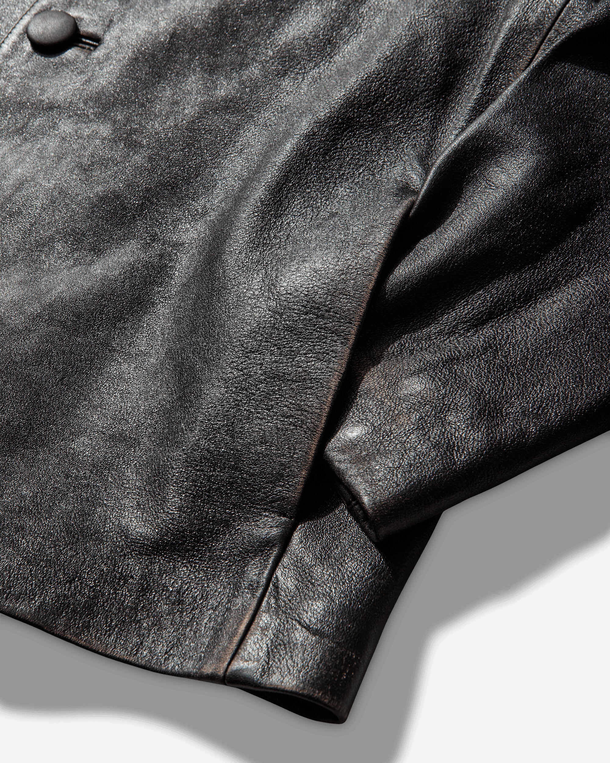 Men's Distressed Leather Jacket Black - Image 4