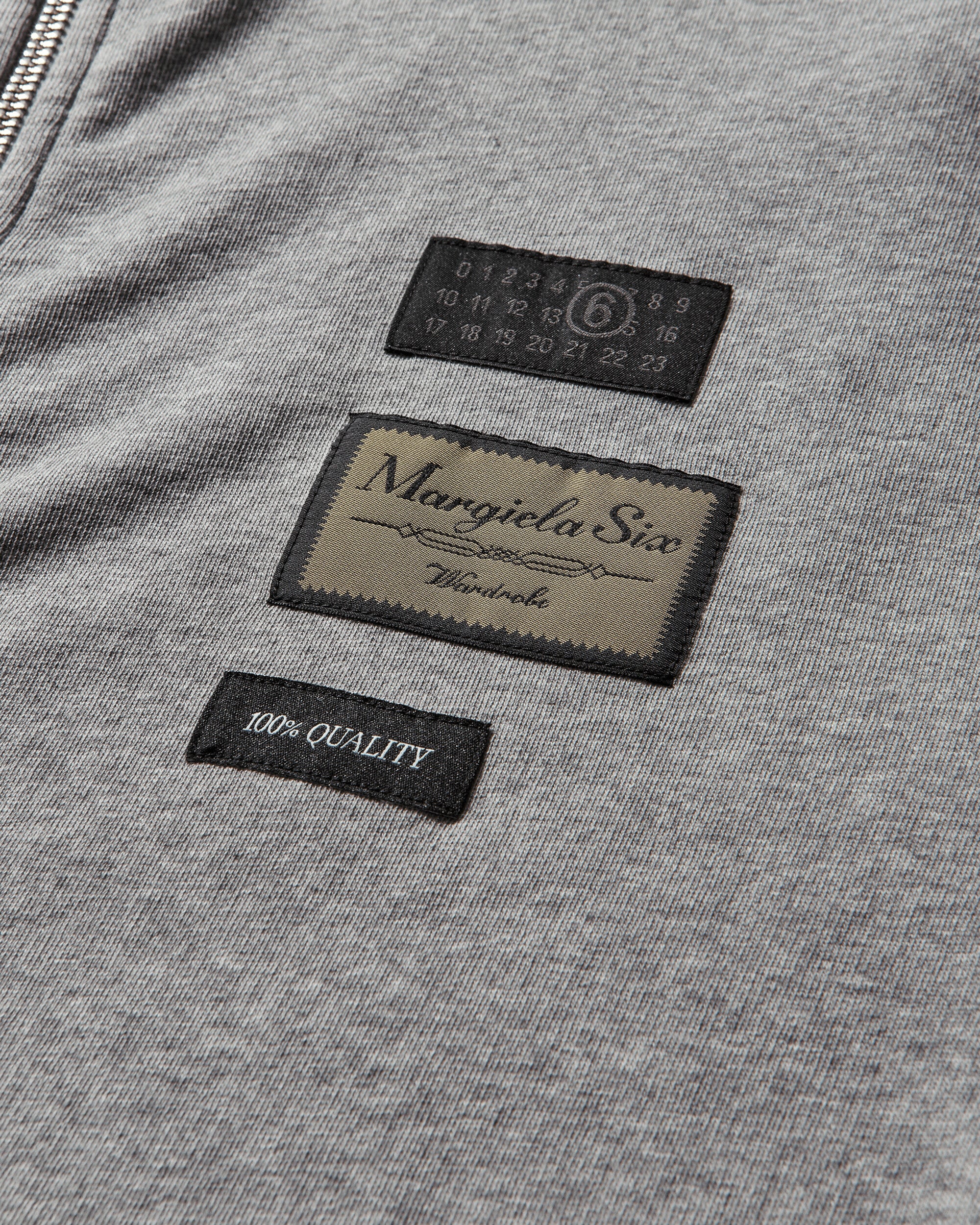 Men's Label Patch Zip Hoodie Light Grey Melange - Image 3