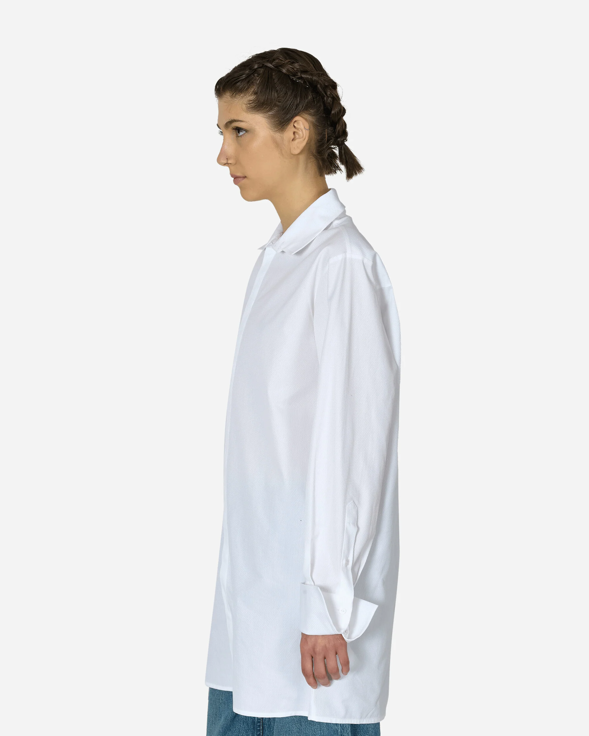 Wide Sleeved Stripy Poplin Shirt Off White - Image 2