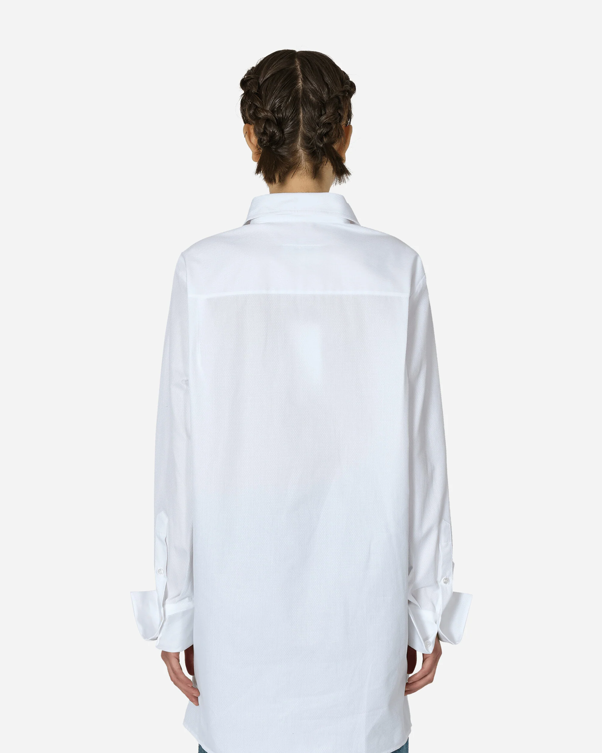 Wide Sleeved Stripy Poplin Shirt Off White - Image 3