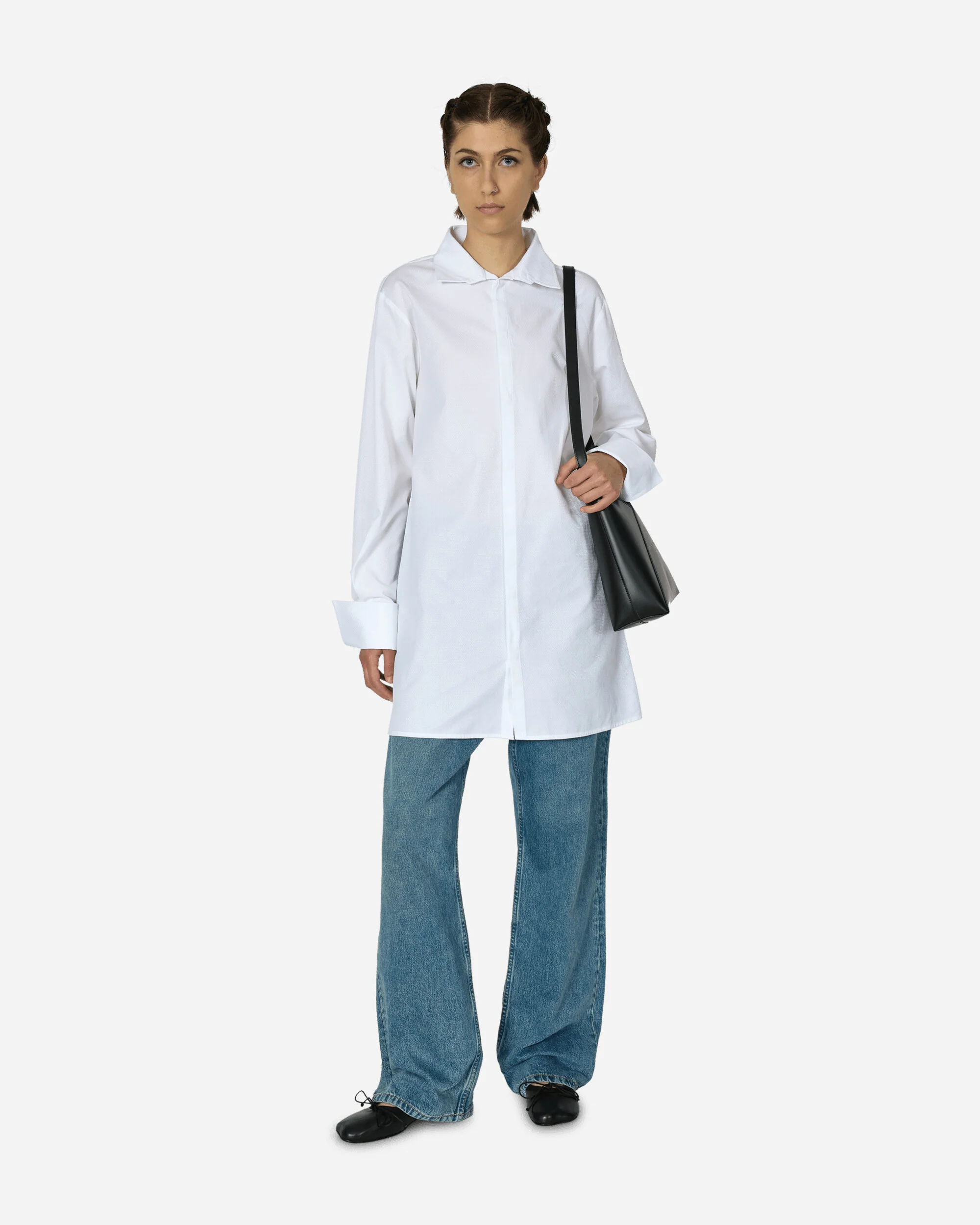 Wide Sleeved Stripy Poplin Shirt Off White - Image 4