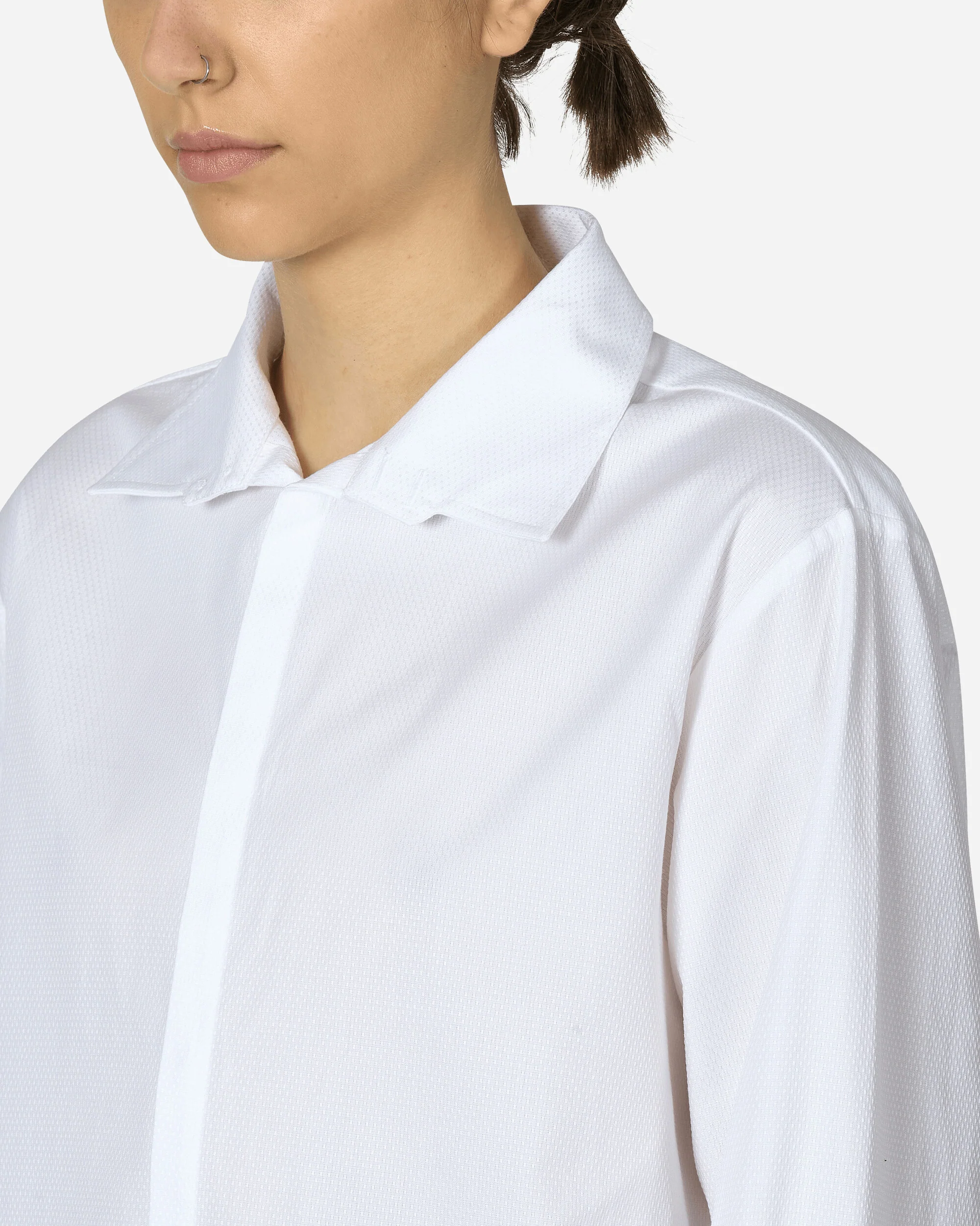Wide Sleeved Stripy Poplin Shirt Off White - Image 5