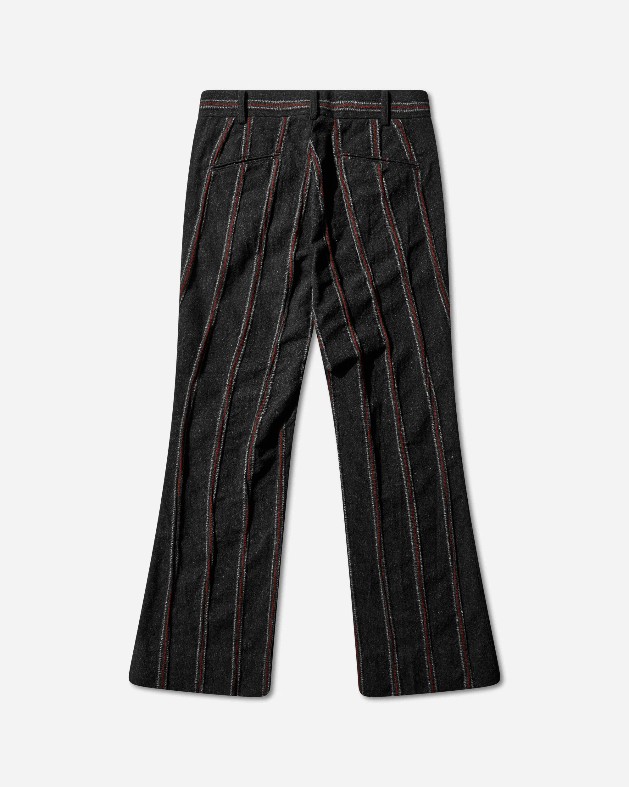 Men's Striped Tweed Boot-Cut Trousers Charcoal / Red - Image 2